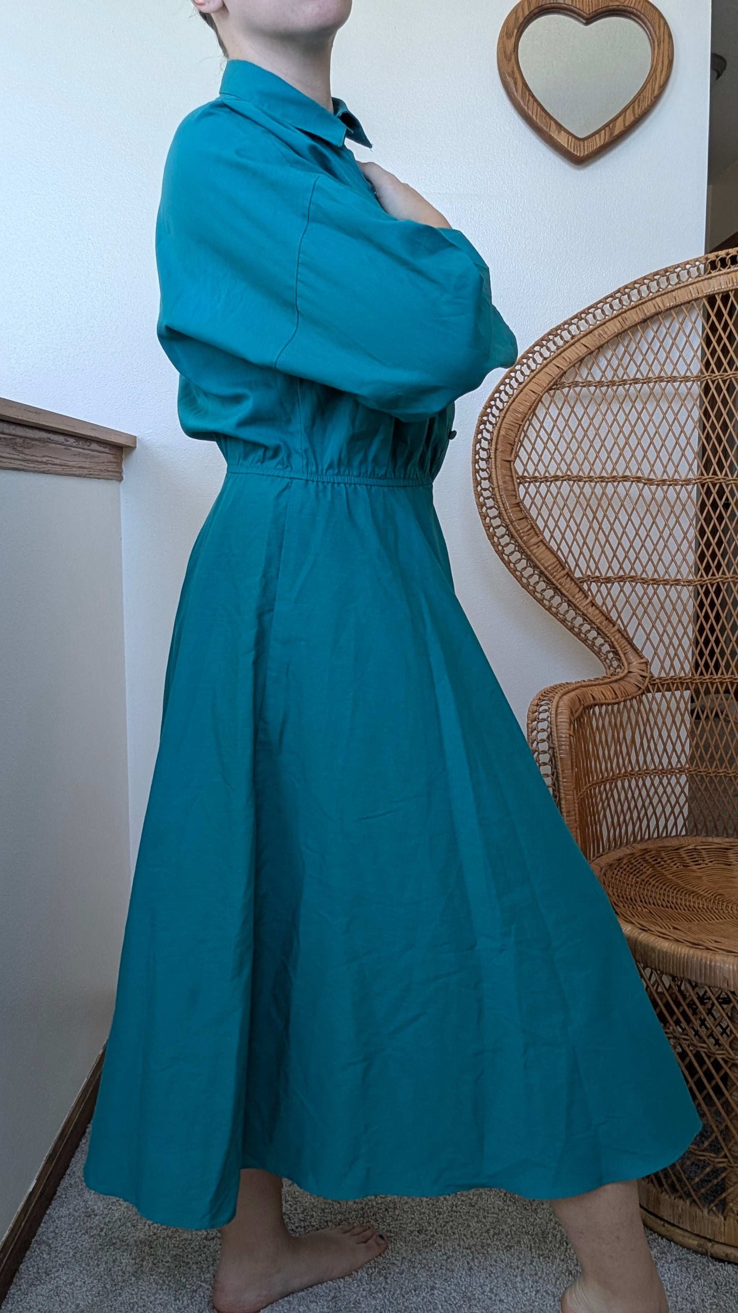 1980s teal shirt dress Dress Rad Bonnie's Vintage