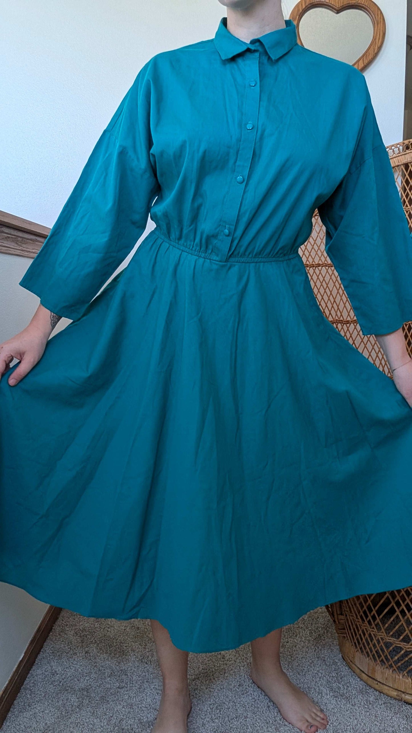 1980s teal shirt dress Dress Rad Bonnie's Vintage