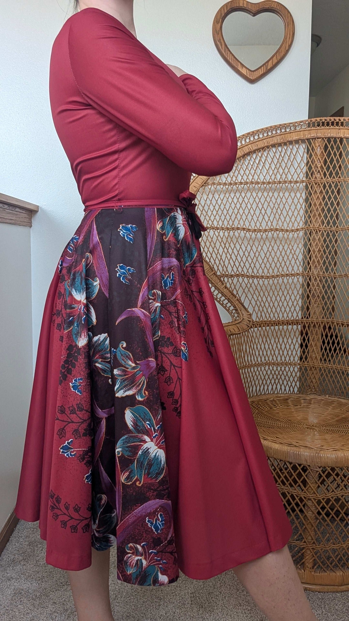 1970s berry floral dress Dress Rad Bonnie's Vintage