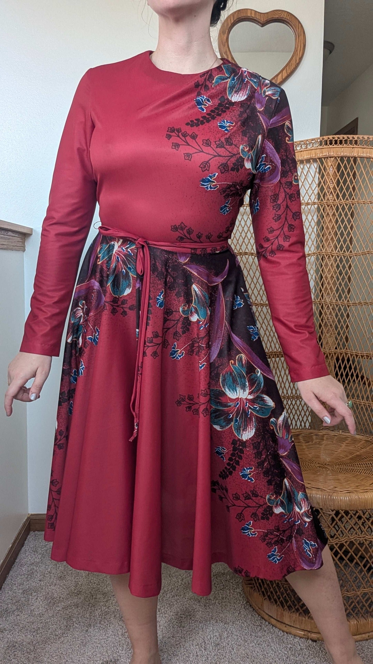 1970s berry floral dress Dress Rad Bonnie's Vintage