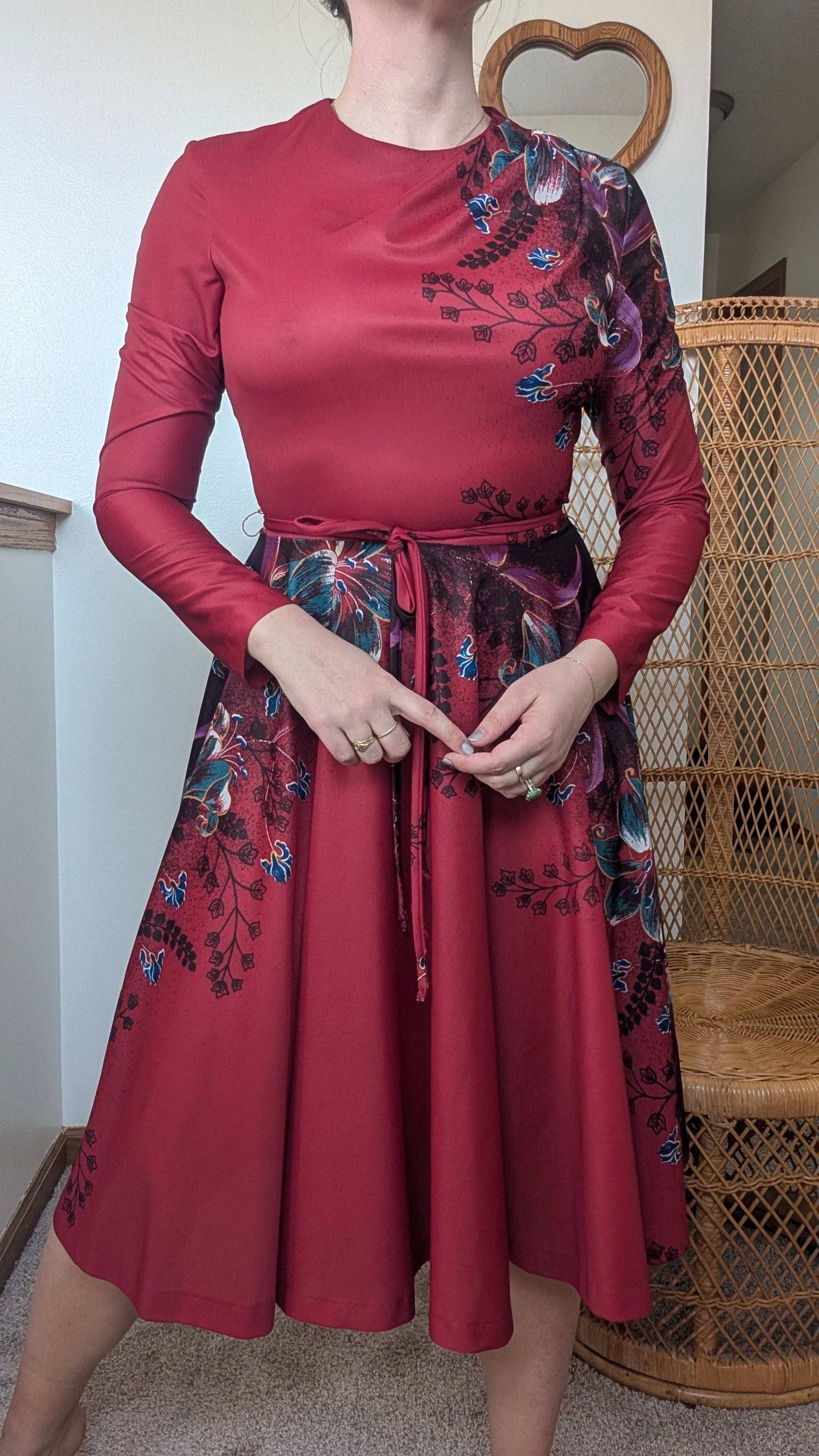 1970s berry floral dress Dress Rad Bonnie's Vintage