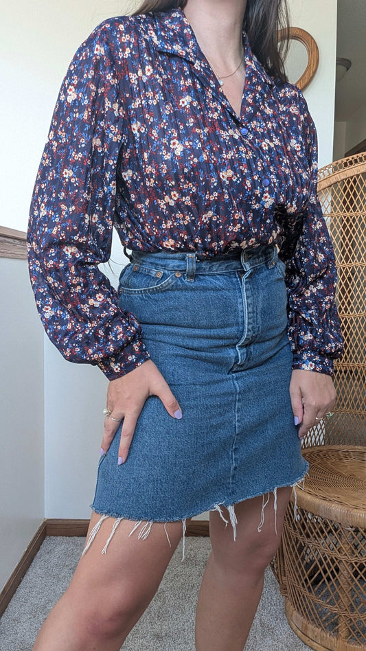 1970s floral button down Top Rad Bonnie's Vintage