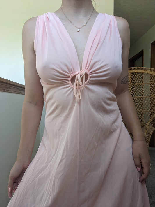 1970s peach nightgown Dress Rad Bonnie's Vintage