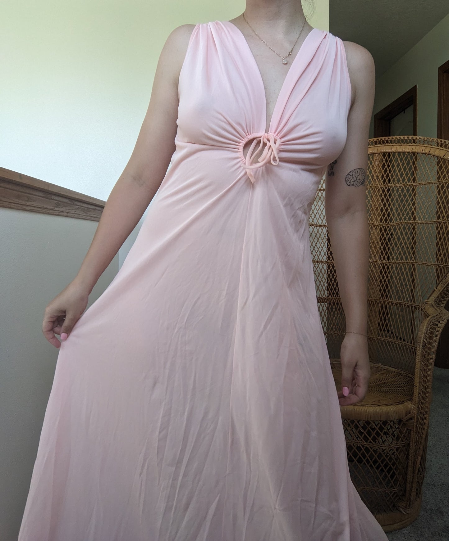 1970s peach nightgown Dress Rad Bonnie's Vintage