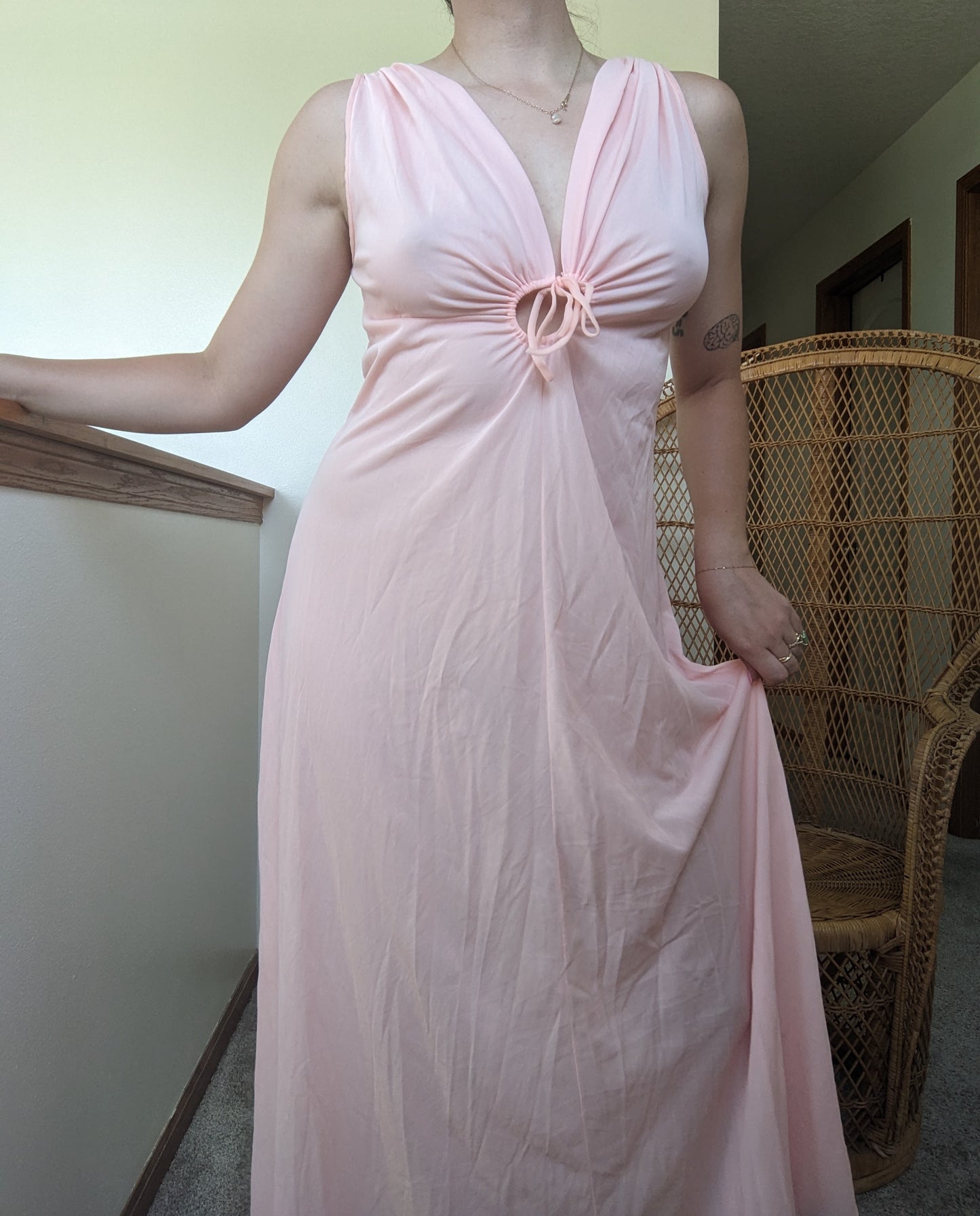 1970s peach nightgown Dress Rad Bonnie's Vintage