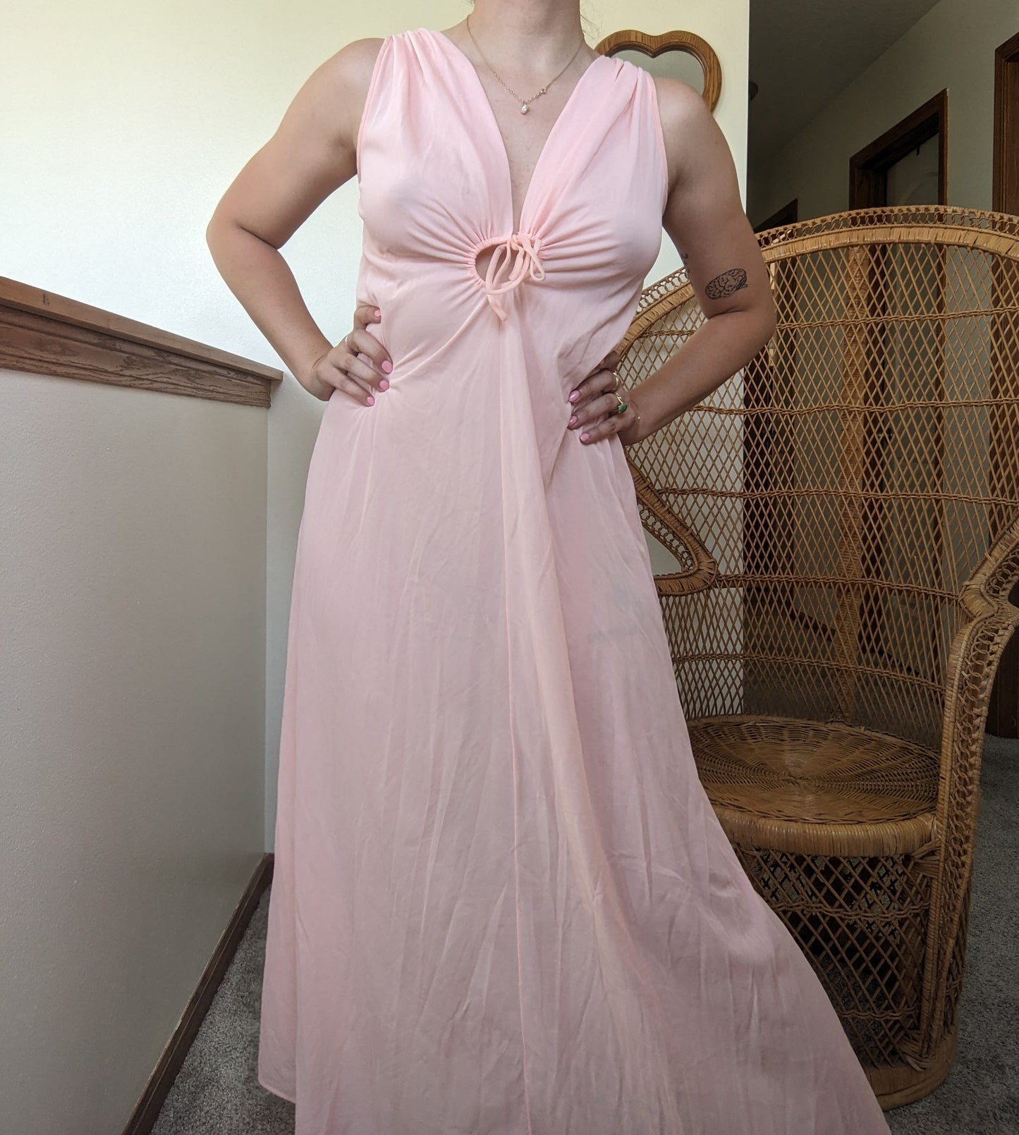 1970s peach nightgown Dress Rad Bonnie's Vintage