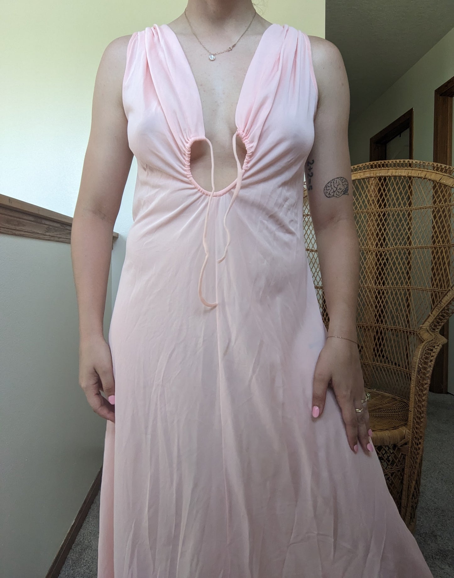 1970s peach nightgown Dress Rad Bonnie's Vintage