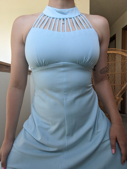 1970s union made powder blue maxi Dress Rad Bonnie's Vintage