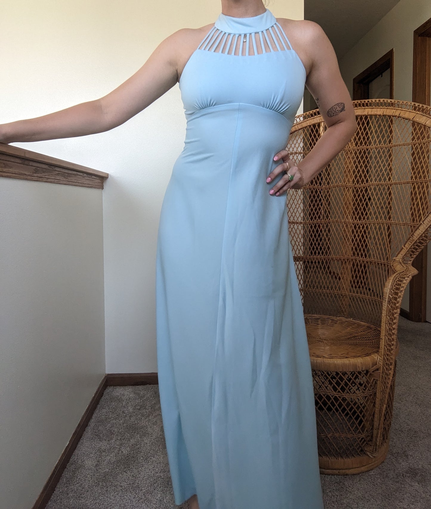 1970s union made powder blue maxi Dress Rad Bonnie's Vintage