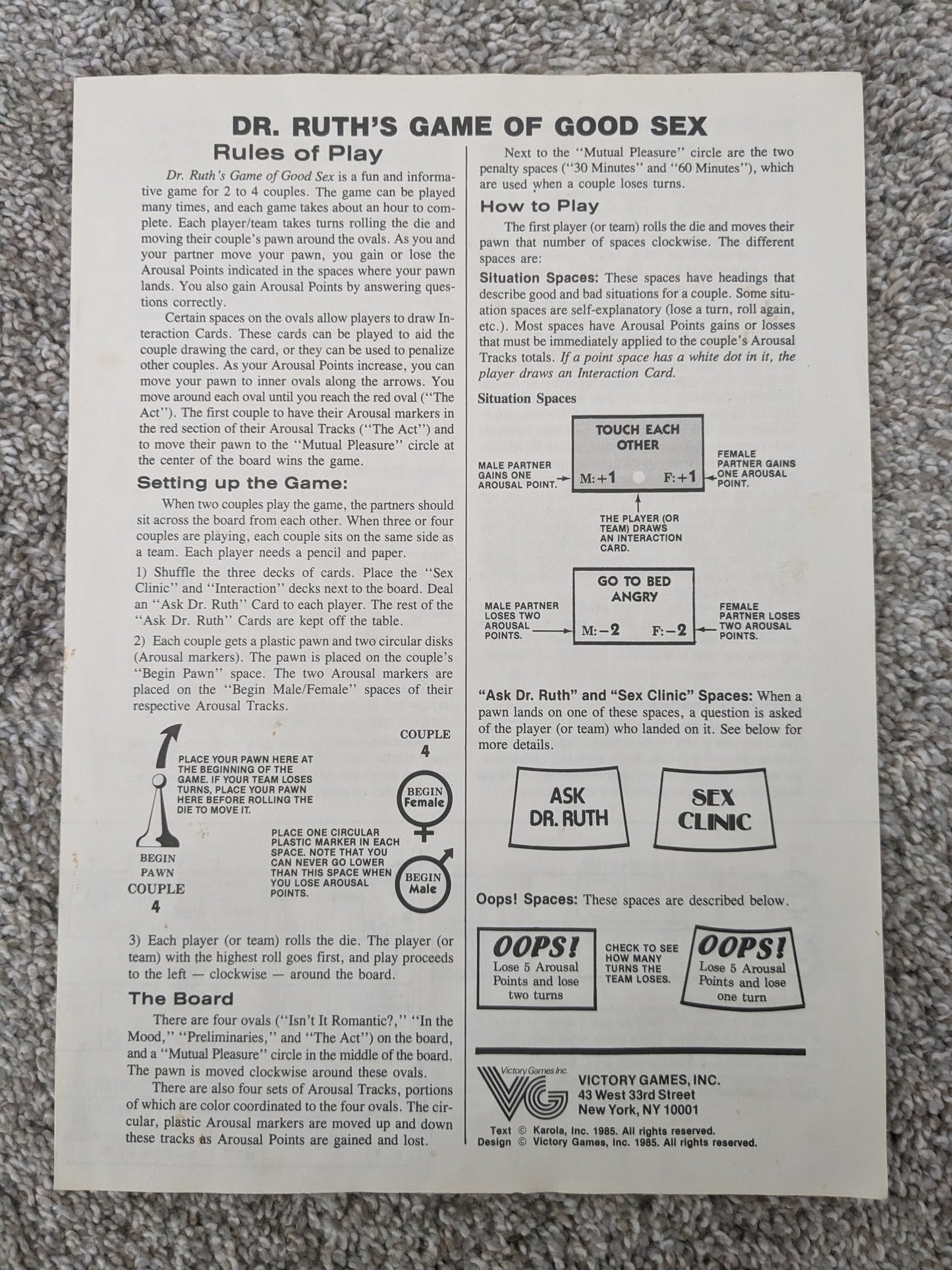 Dr. Ruth's "Game of Good Sex" board game