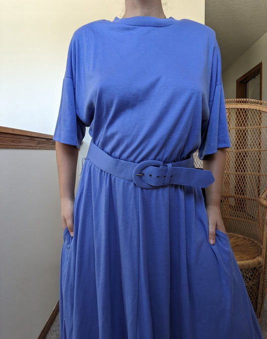 1980s deadstock belted blue dress Dress Rad Bonnie's Vintage