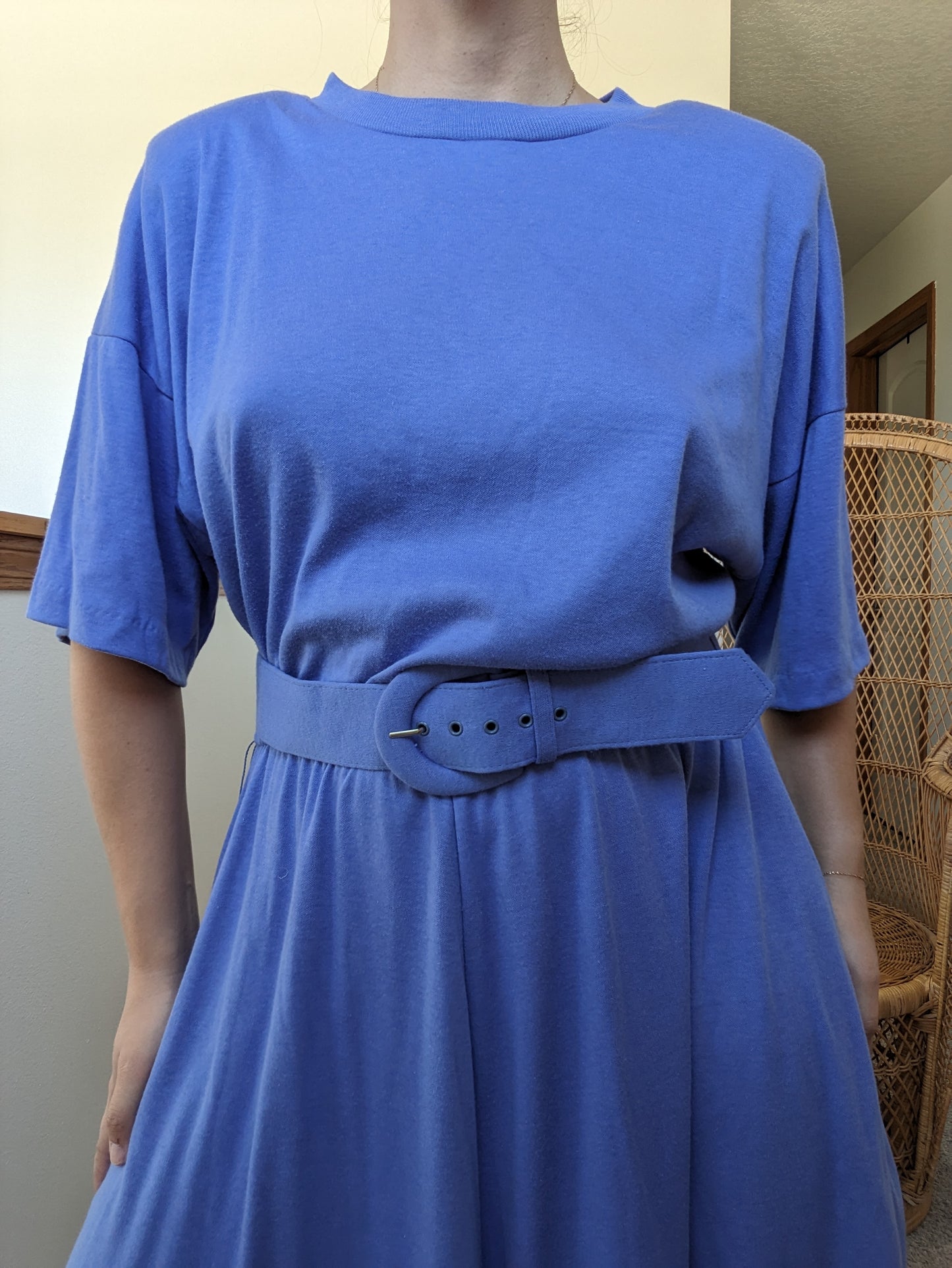 1980s deadstock belted blue dress Dress Rad Bonnie's Vintage