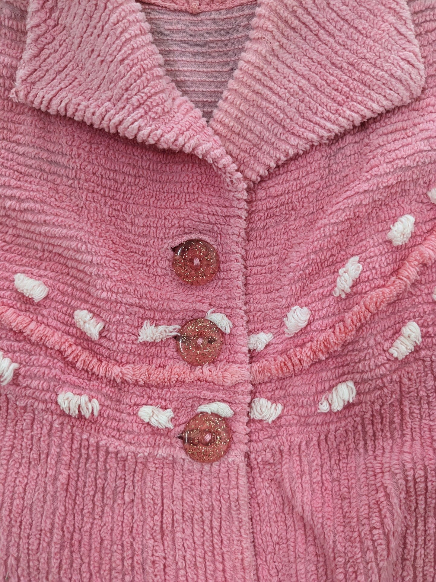 1960s pink chenille robe Robe Rad Bonnie's Vintage