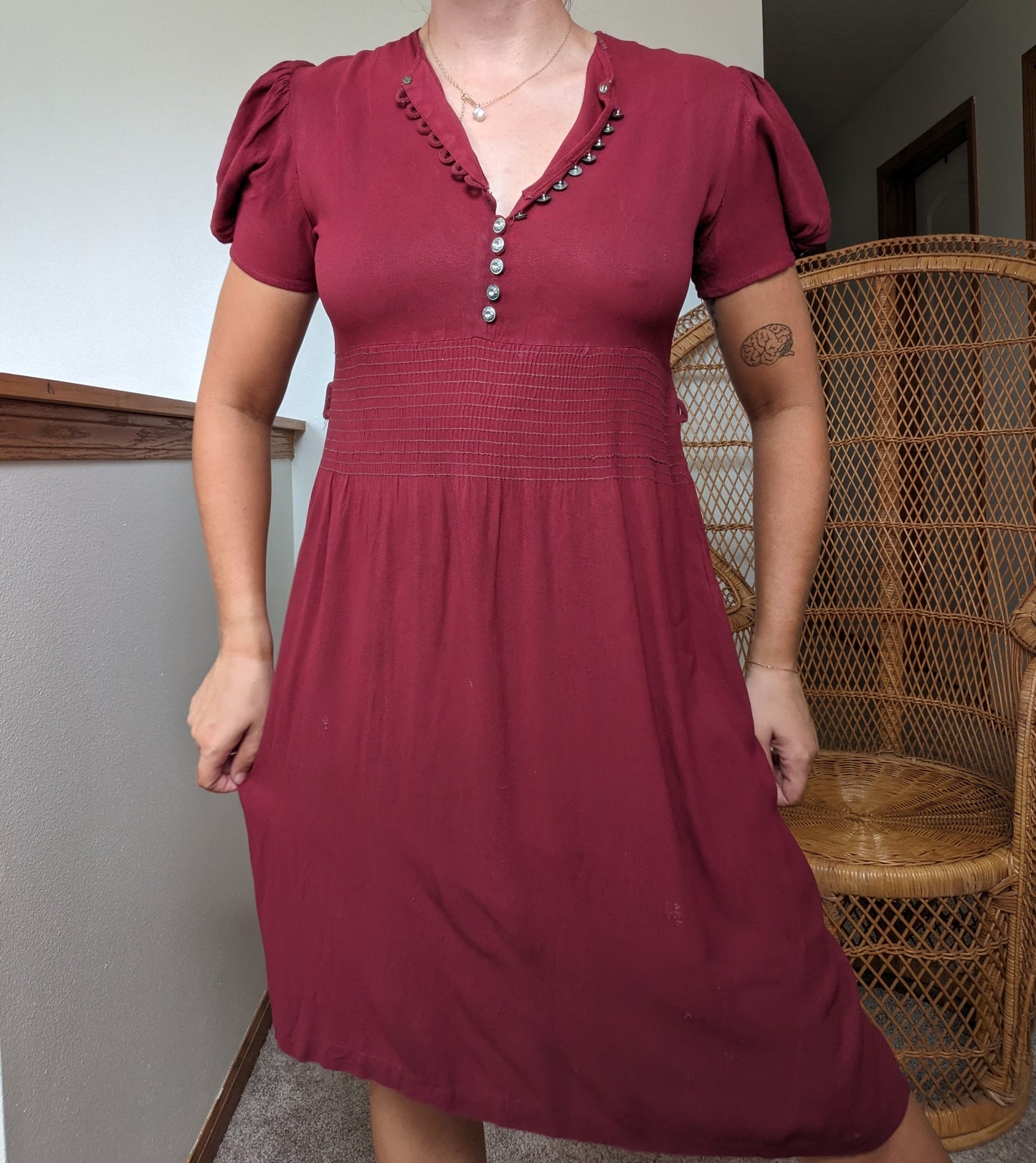 1930s burgundy dress Dress Rad Bonnie's Vintage