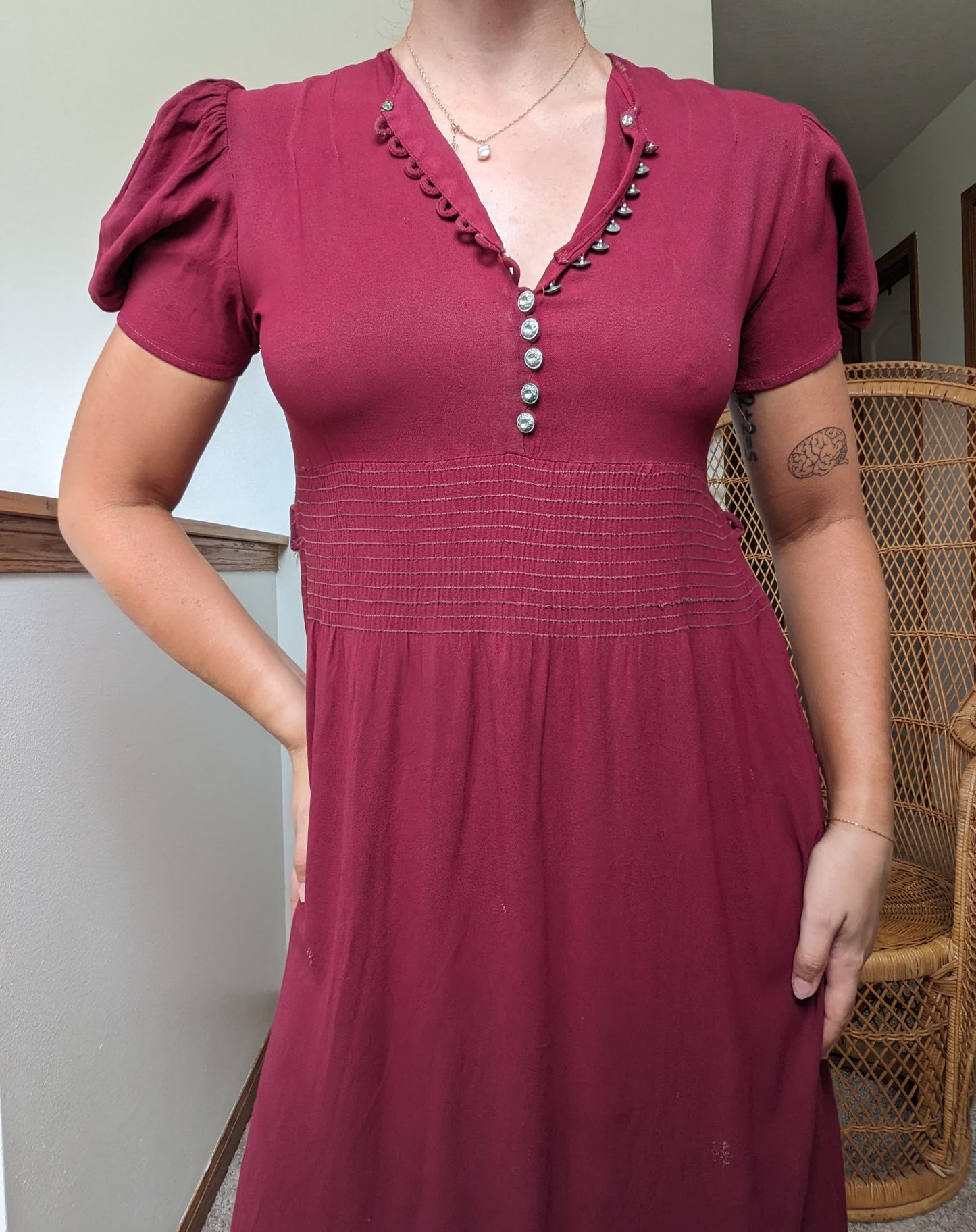 1930s burgundy dress Dress Rad Bonnie's Vintage