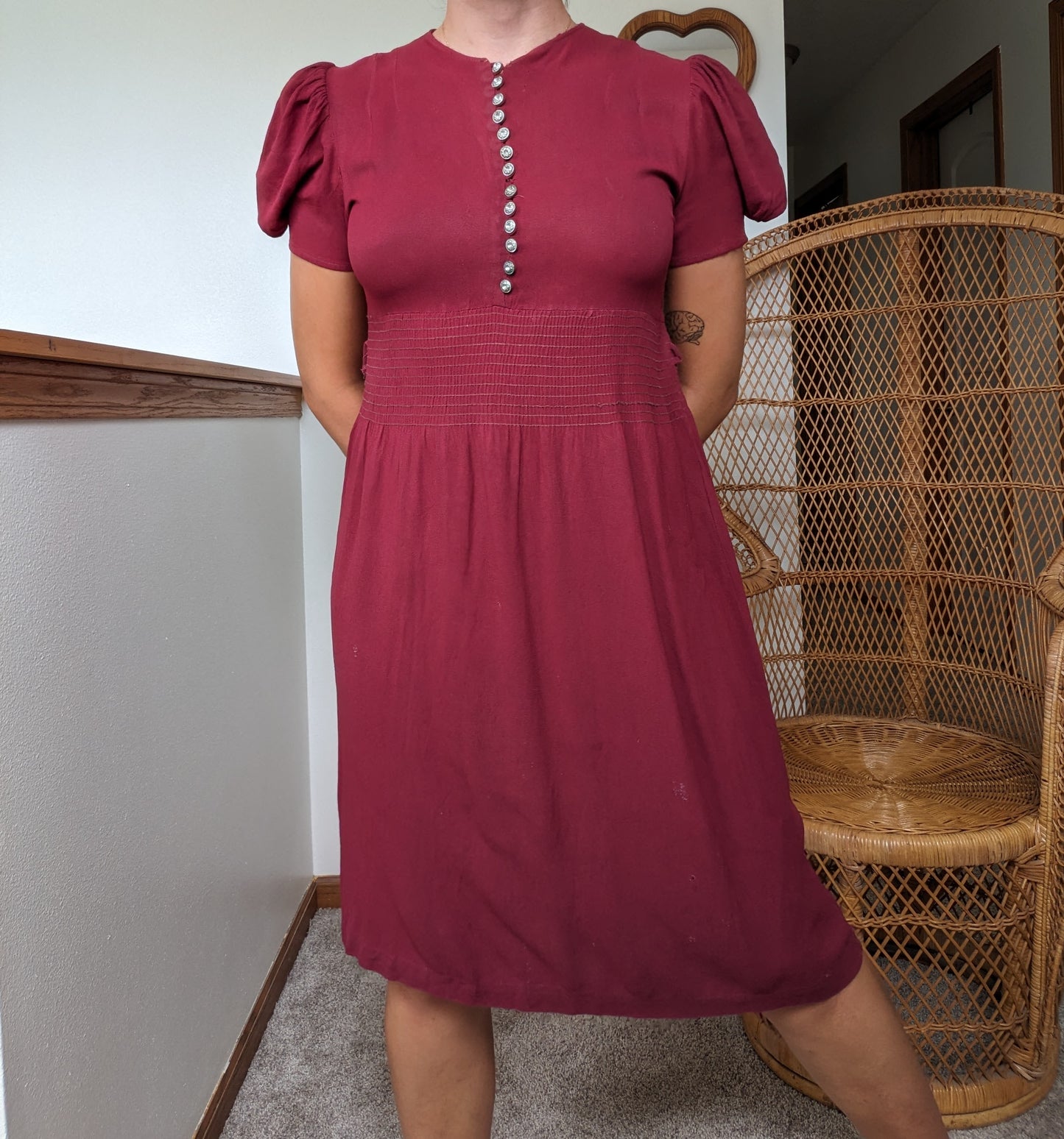 1930s burgundy dress Dress Rad Bonnie's Vintage