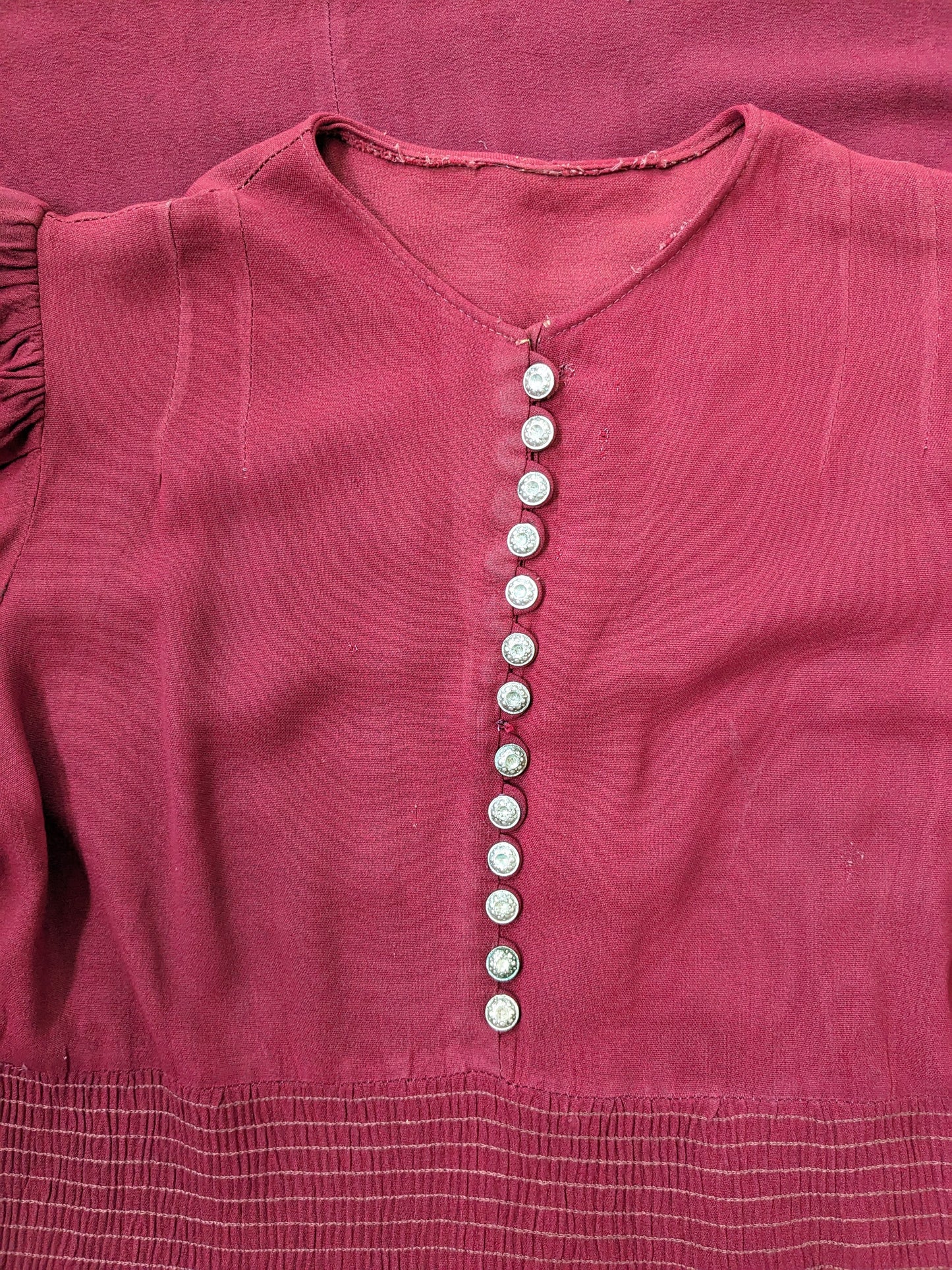 1930s burgundy dress Dress Rad Bonnie's Vintage