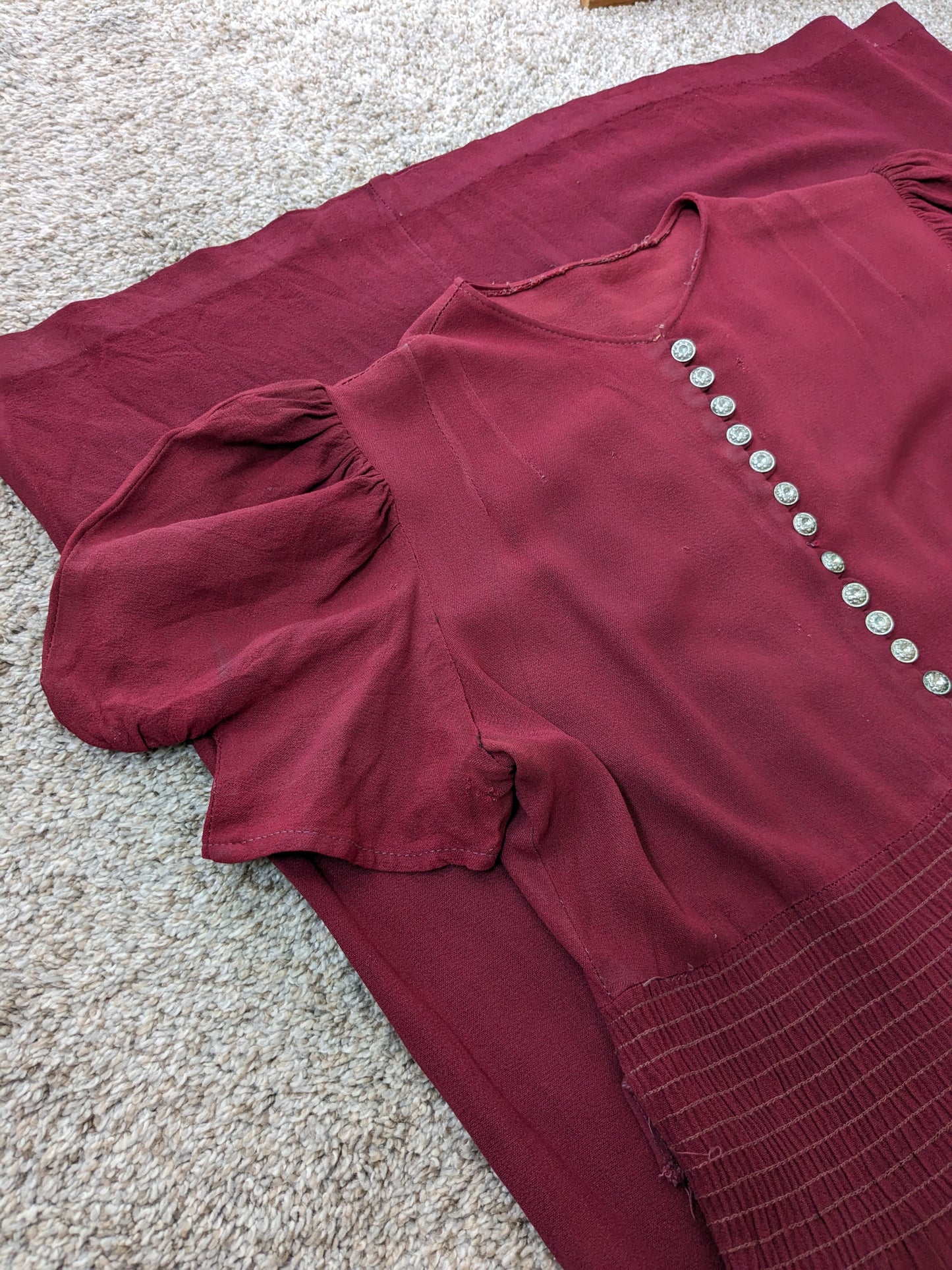 1930s burgundy dress Dress Rad Bonnie's Vintage