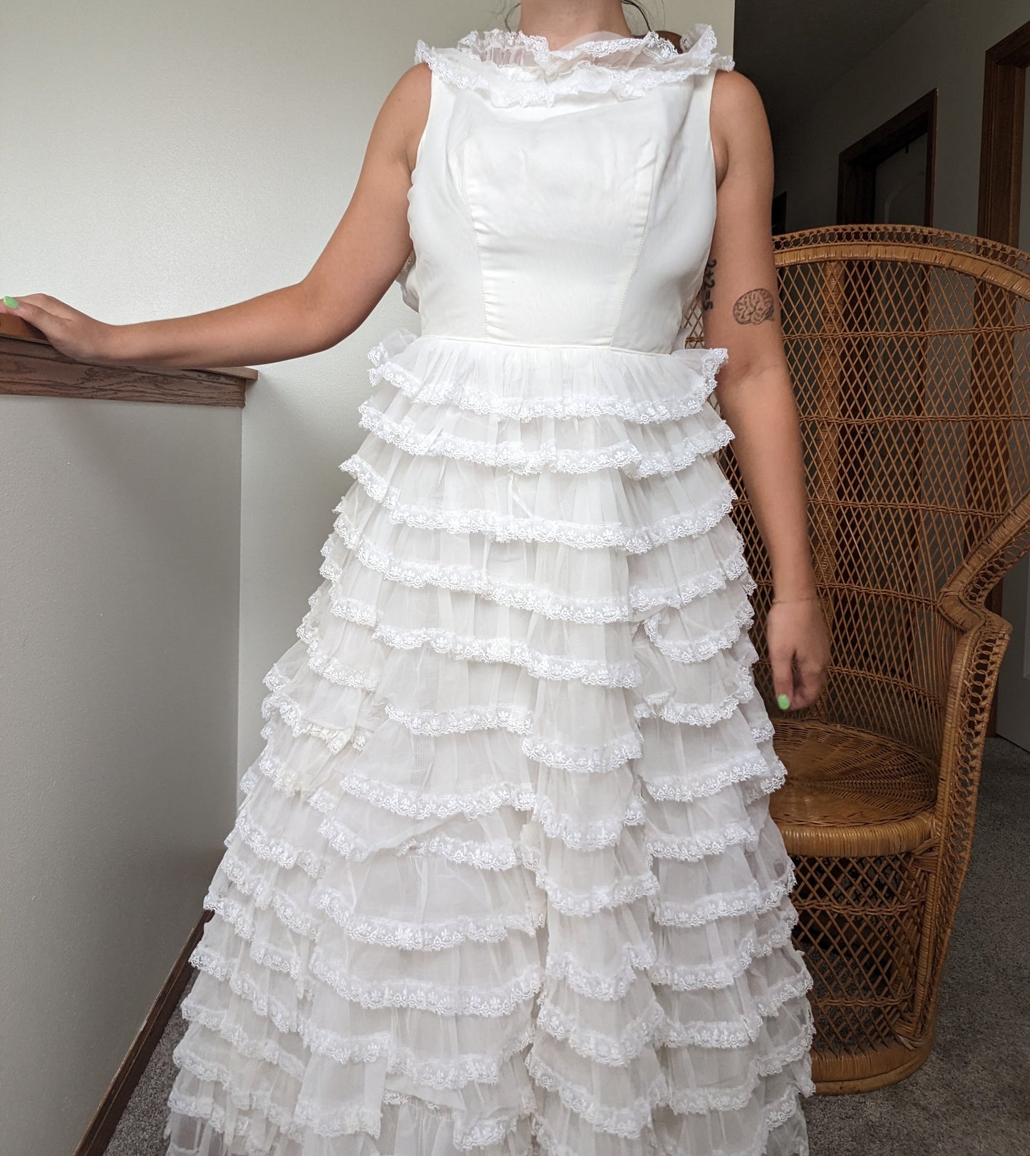 1960s tiered lace ruffle wedding gown Dress Rad Bonnie's Vintage