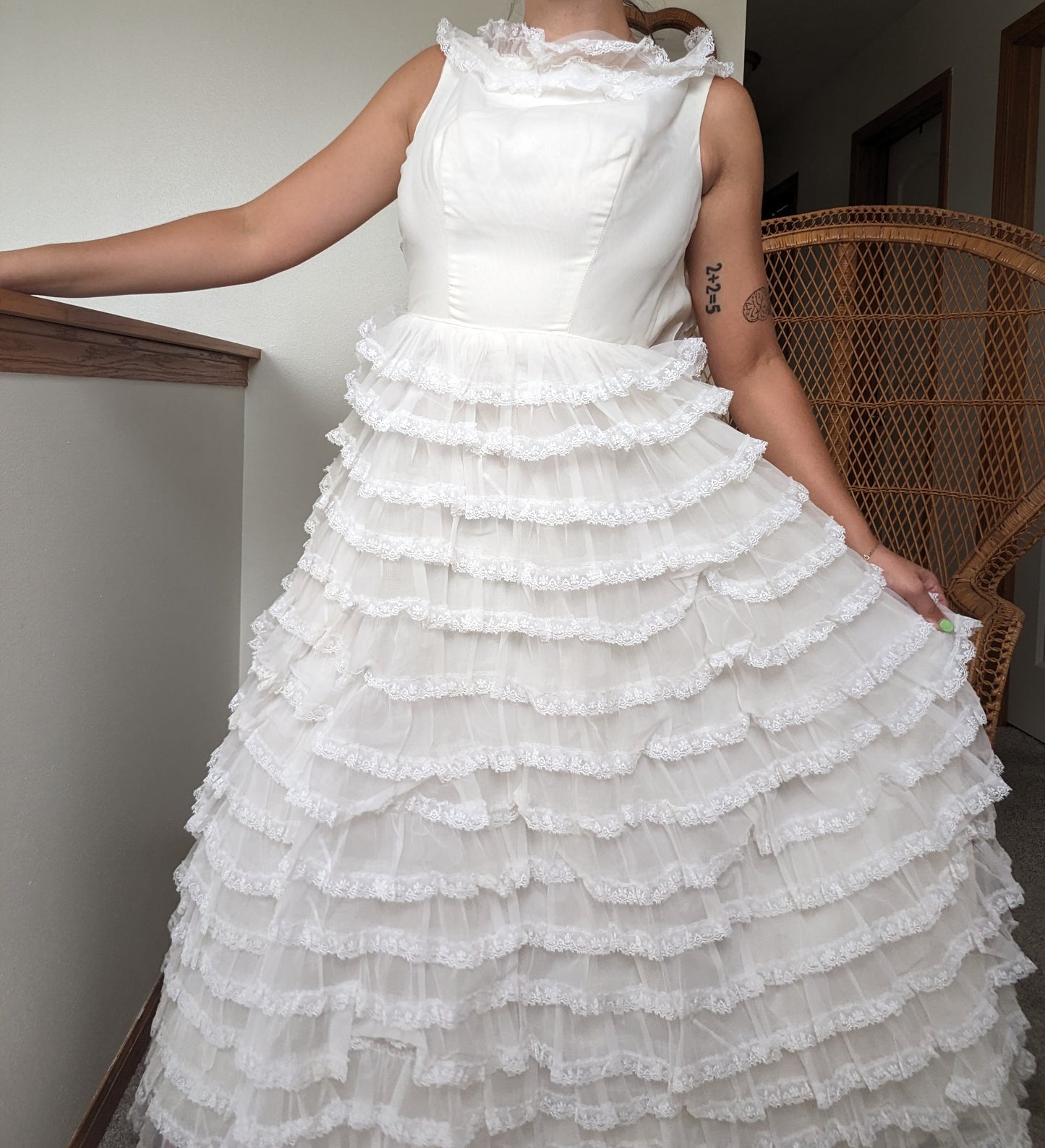 1960s tiered lace ruffle wedding gown Dress Rad Bonnie's Vintage