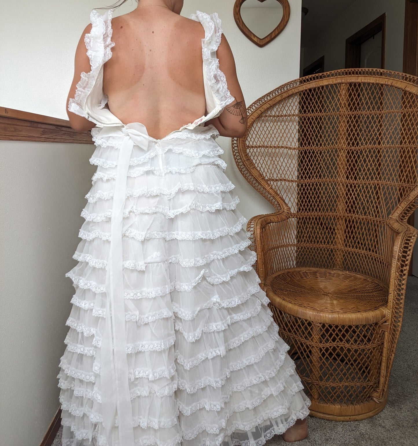 1960s tiered lace ruffle wedding gown Dress Rad Bonnie's Vintage