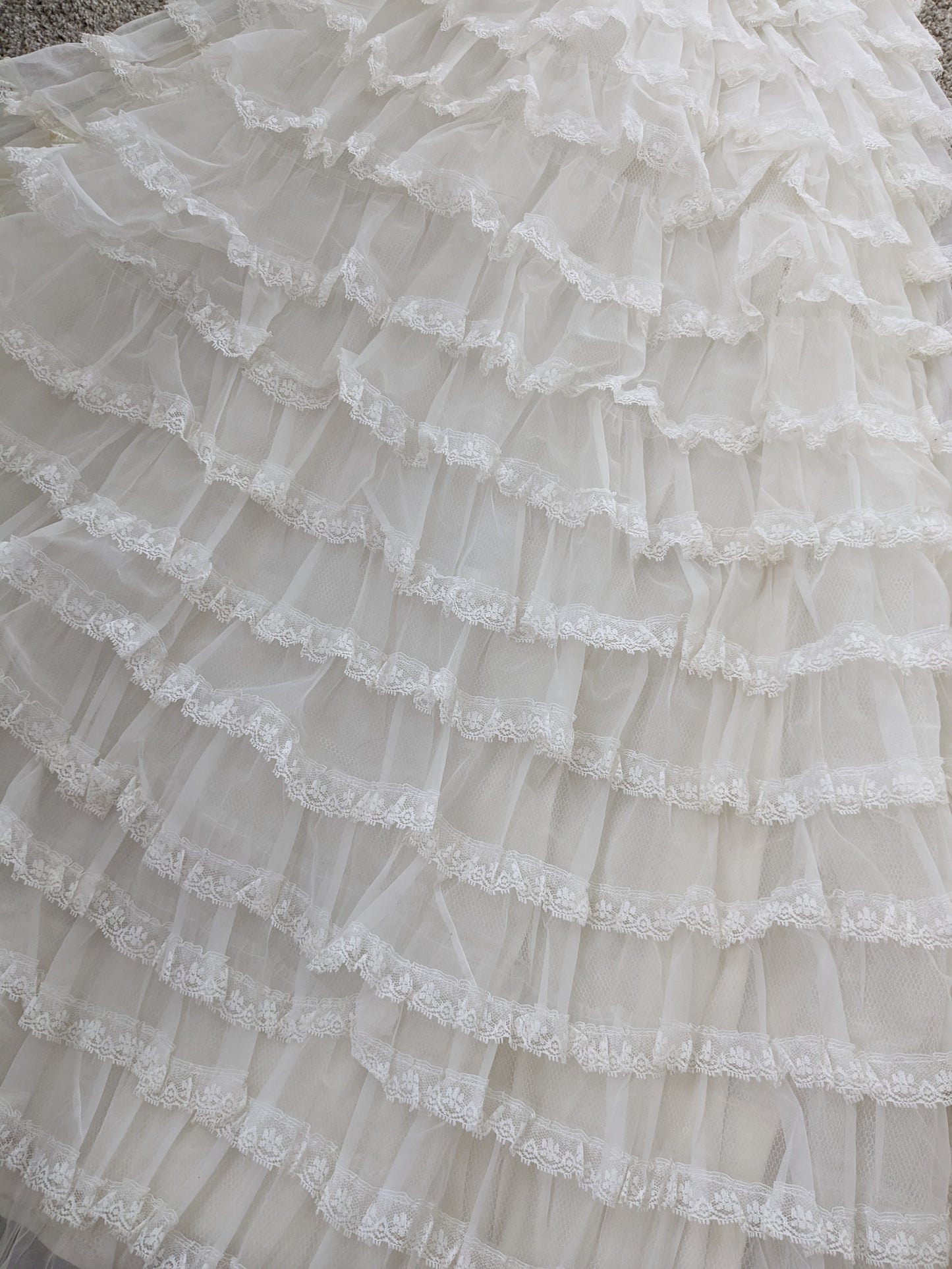 1960s tiered lace ruffle wedding gown Dress Rad Bonnie's Vintage