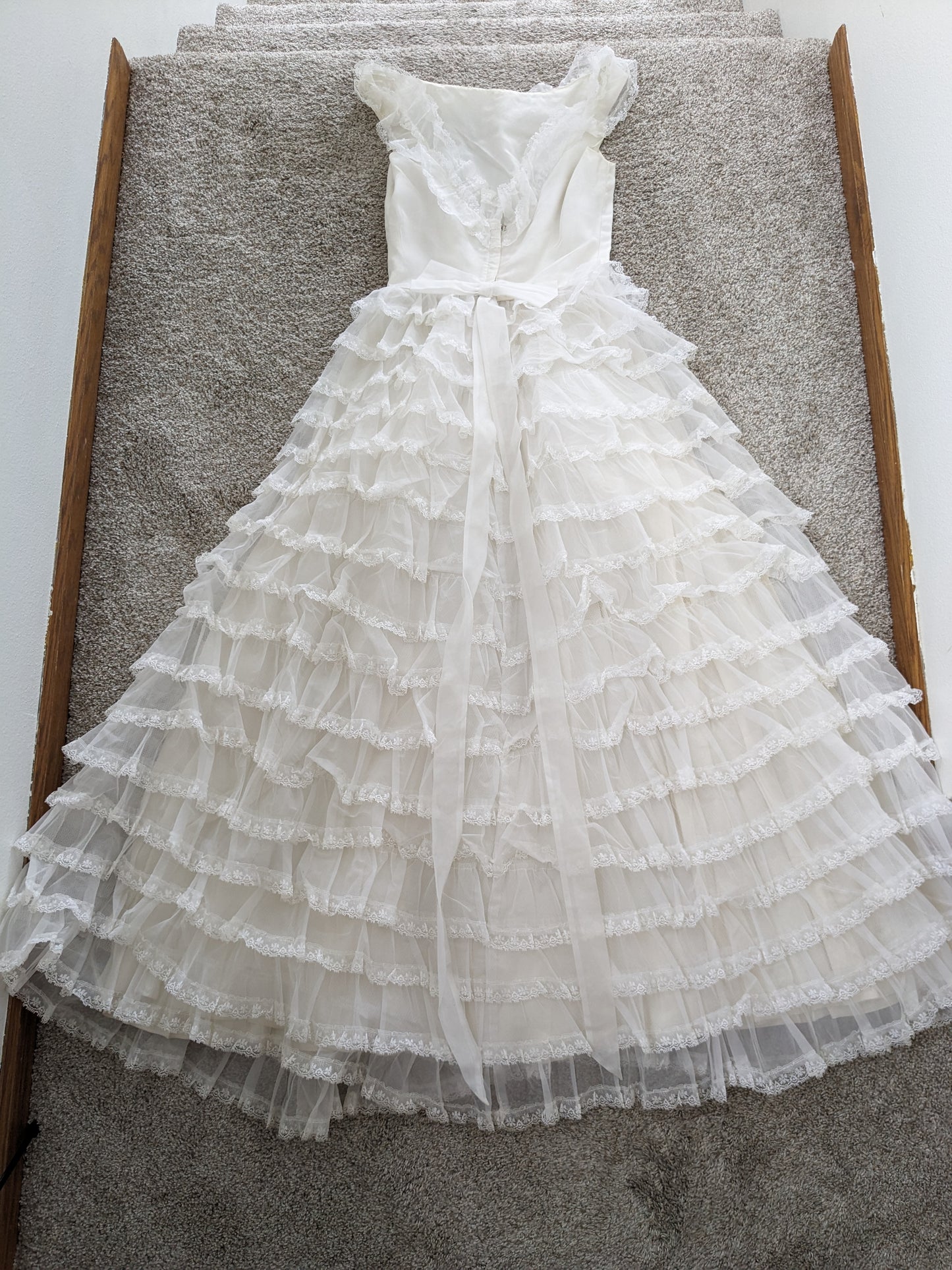 1960s tiered lace ruffle wedding gown Dress Rad Bonnie's Vintage