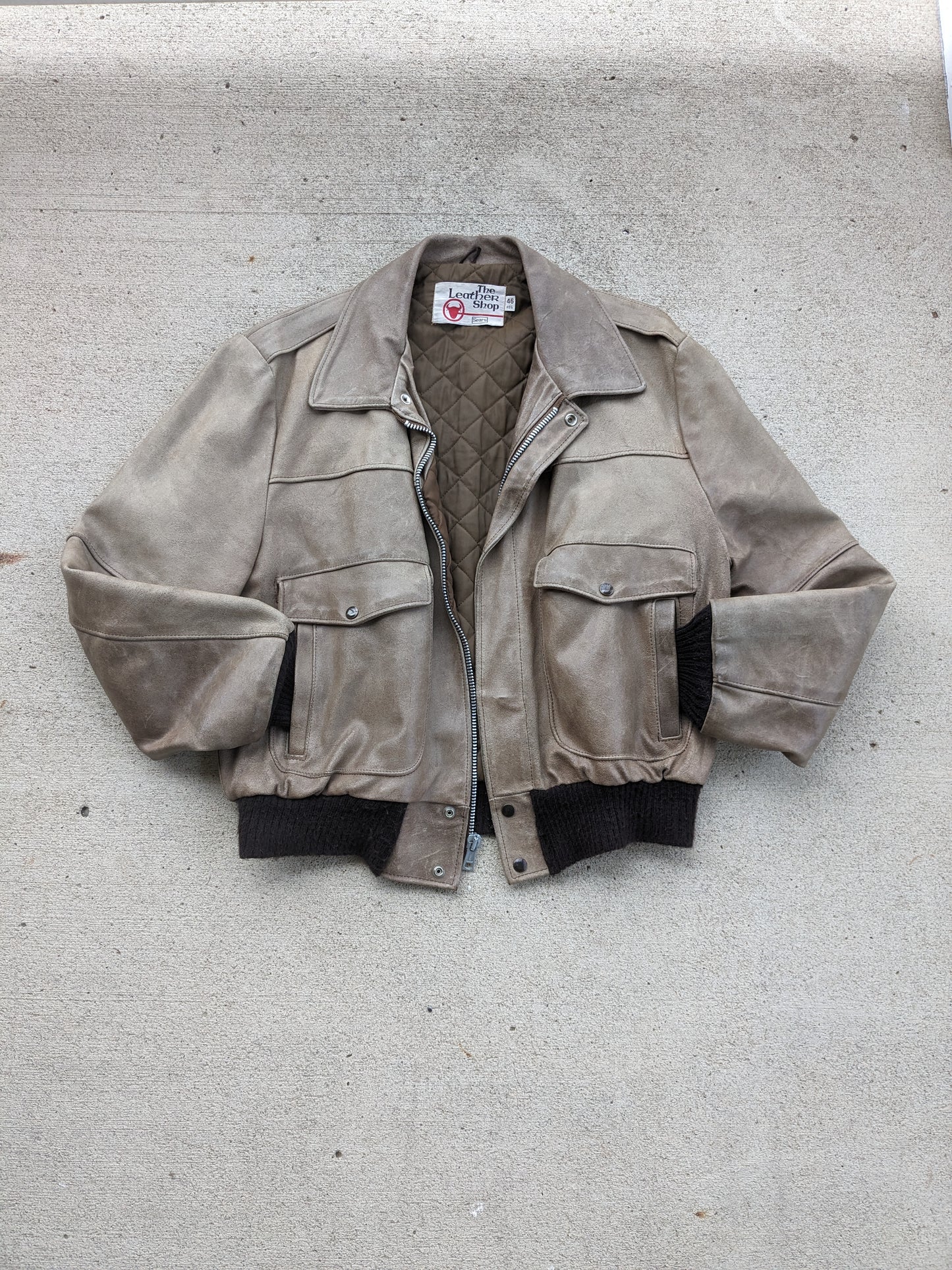 1960s Sears leather bomber jacket Jacket Rad Bonnie's Vintage