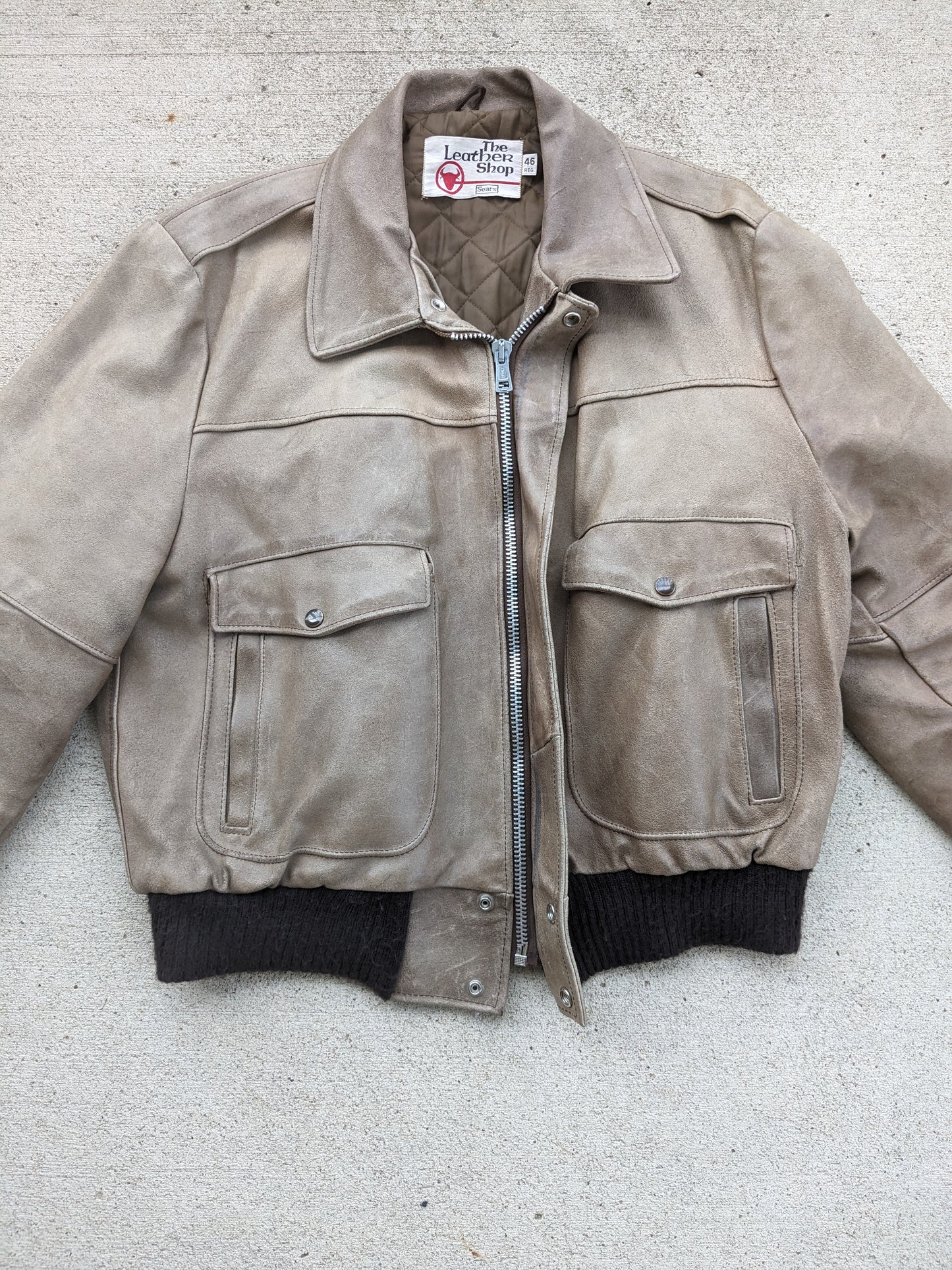 1960s Sears leather bomber jacket Jacket Rad Bonnie's Vintage