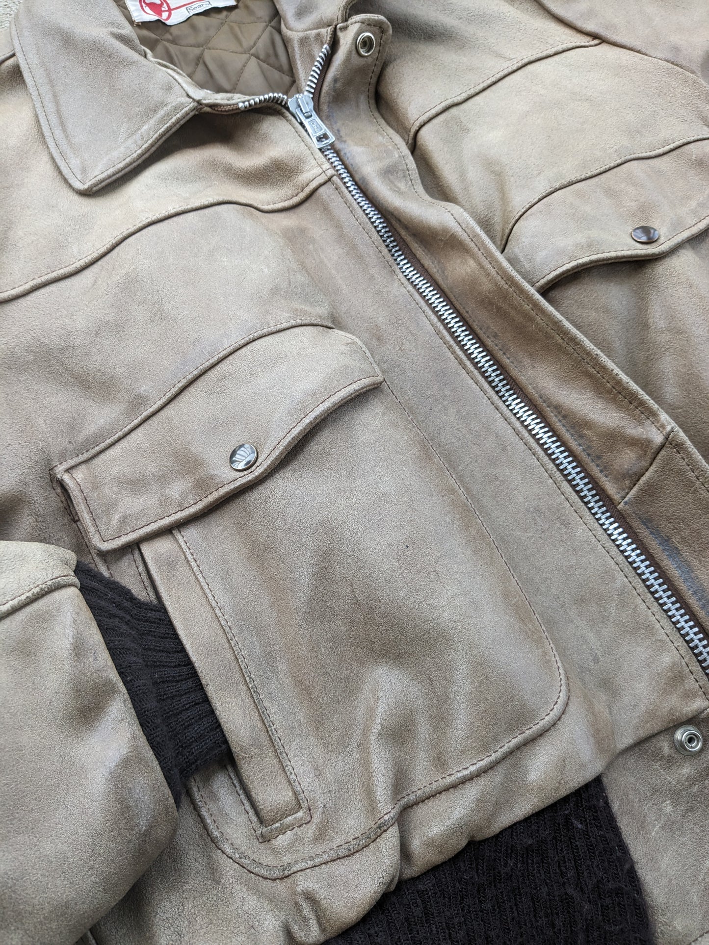 1960s Sears leather bomber jacket Jacket Rad Bonnie's Vintage