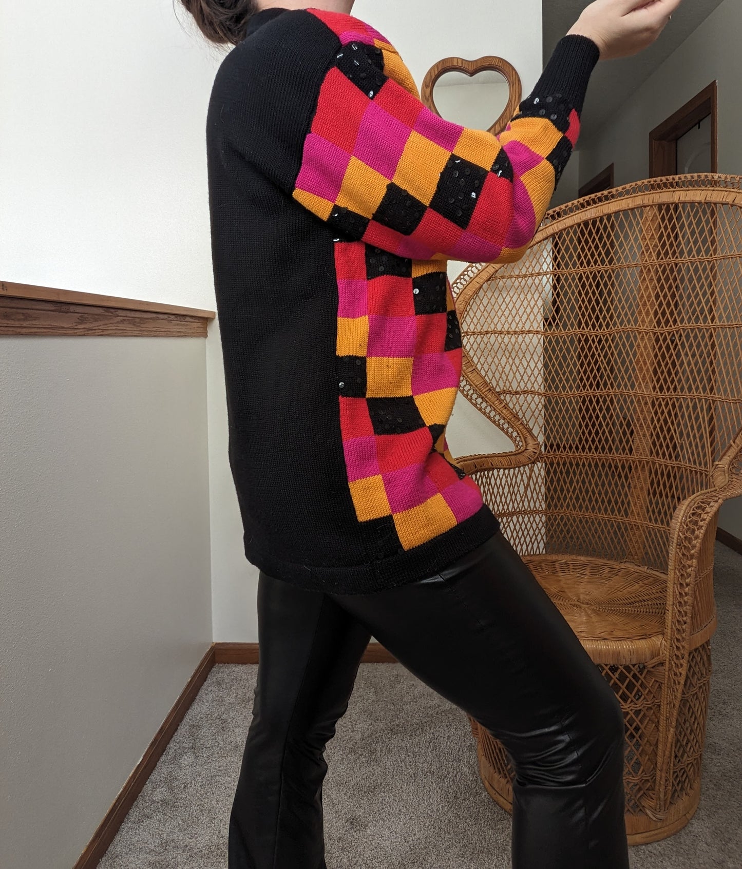 1980s checkered sequin sweater Sweater Rad Bonnie's Vintage