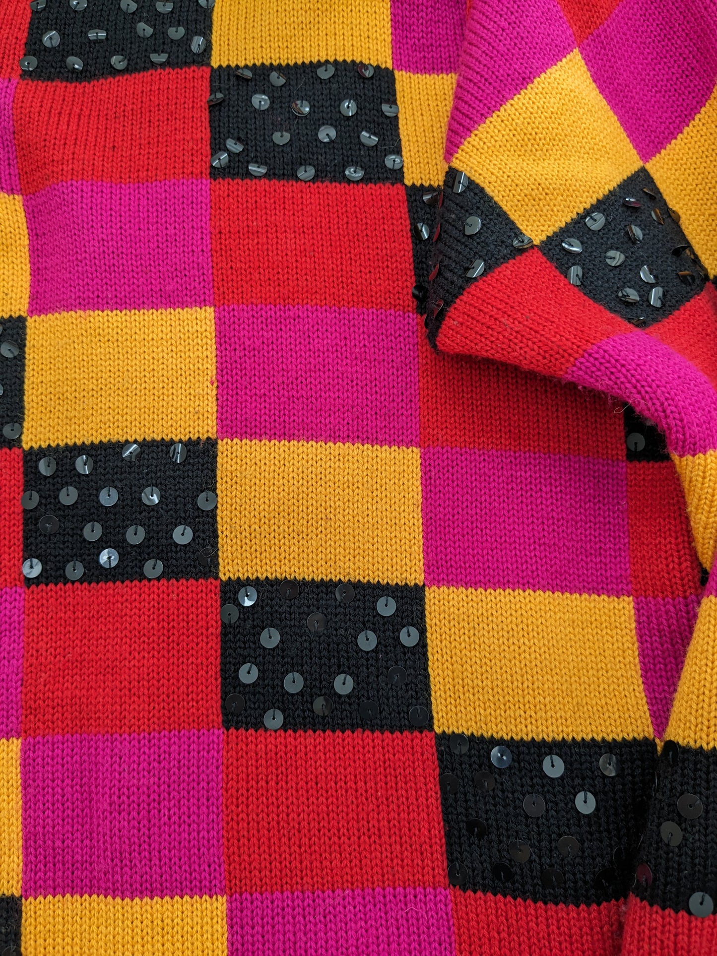 1980s checkered sequin sweater Sweater Rad Bonnie's Vintage