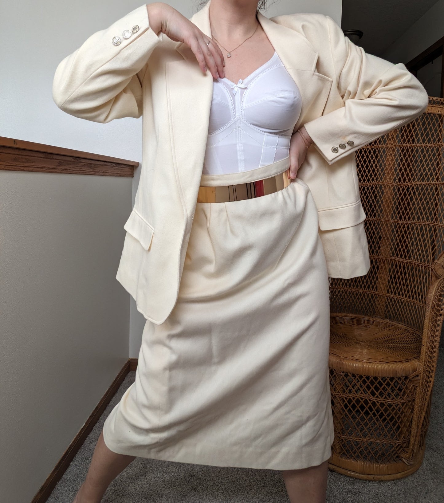 1970s Pendleton cream wool suit Skirt suit Rad Bonnie's Vintage