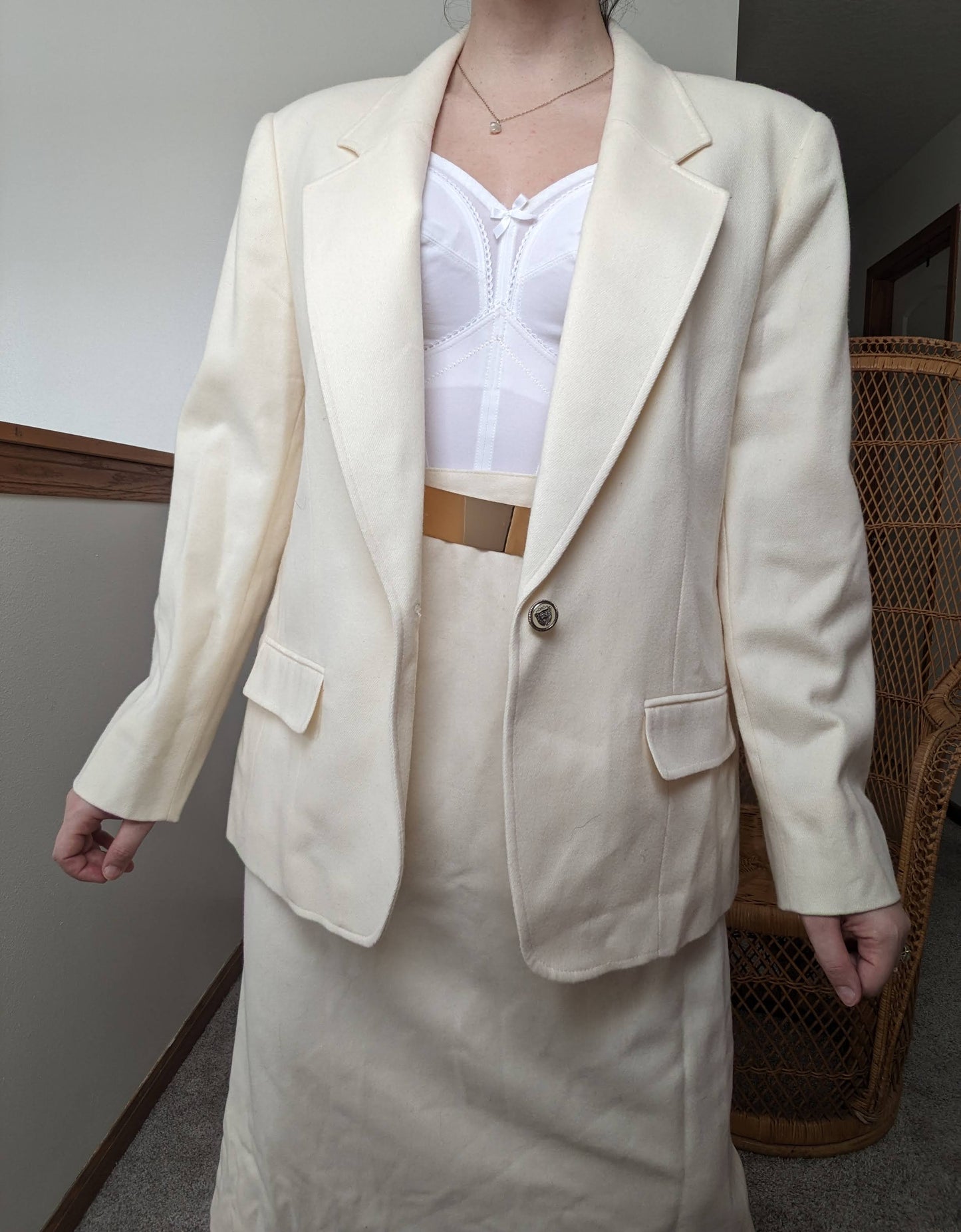 1970s Pendleton cream wool suit Skirt suit Rad Bonnie's Vintage