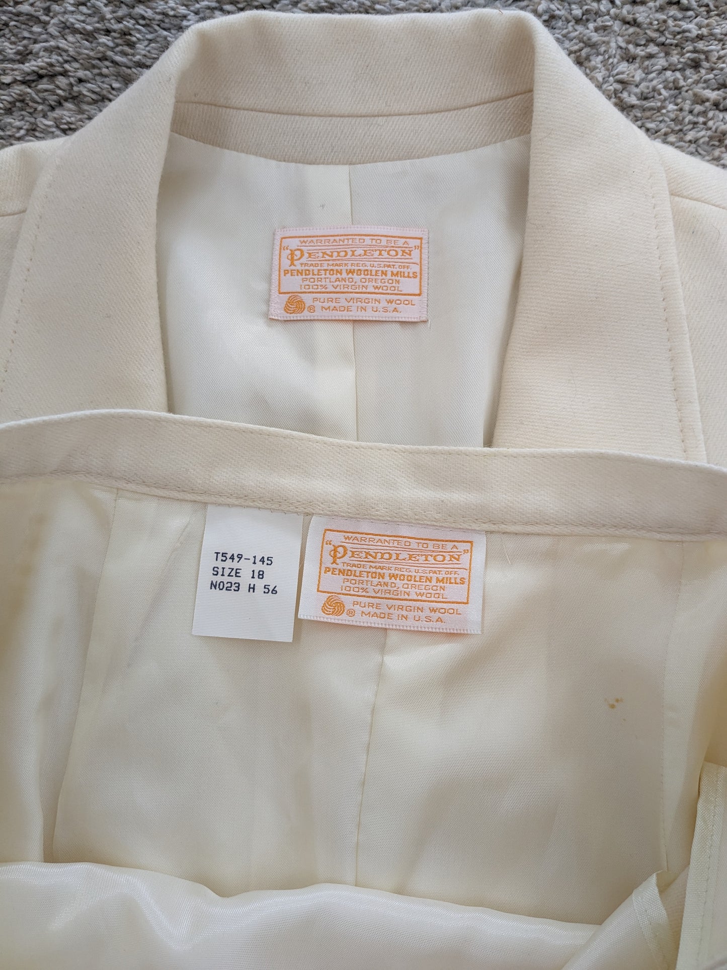 1970s Pendleton cream wool suit Skirt suit Rad Bonnie's Vintage