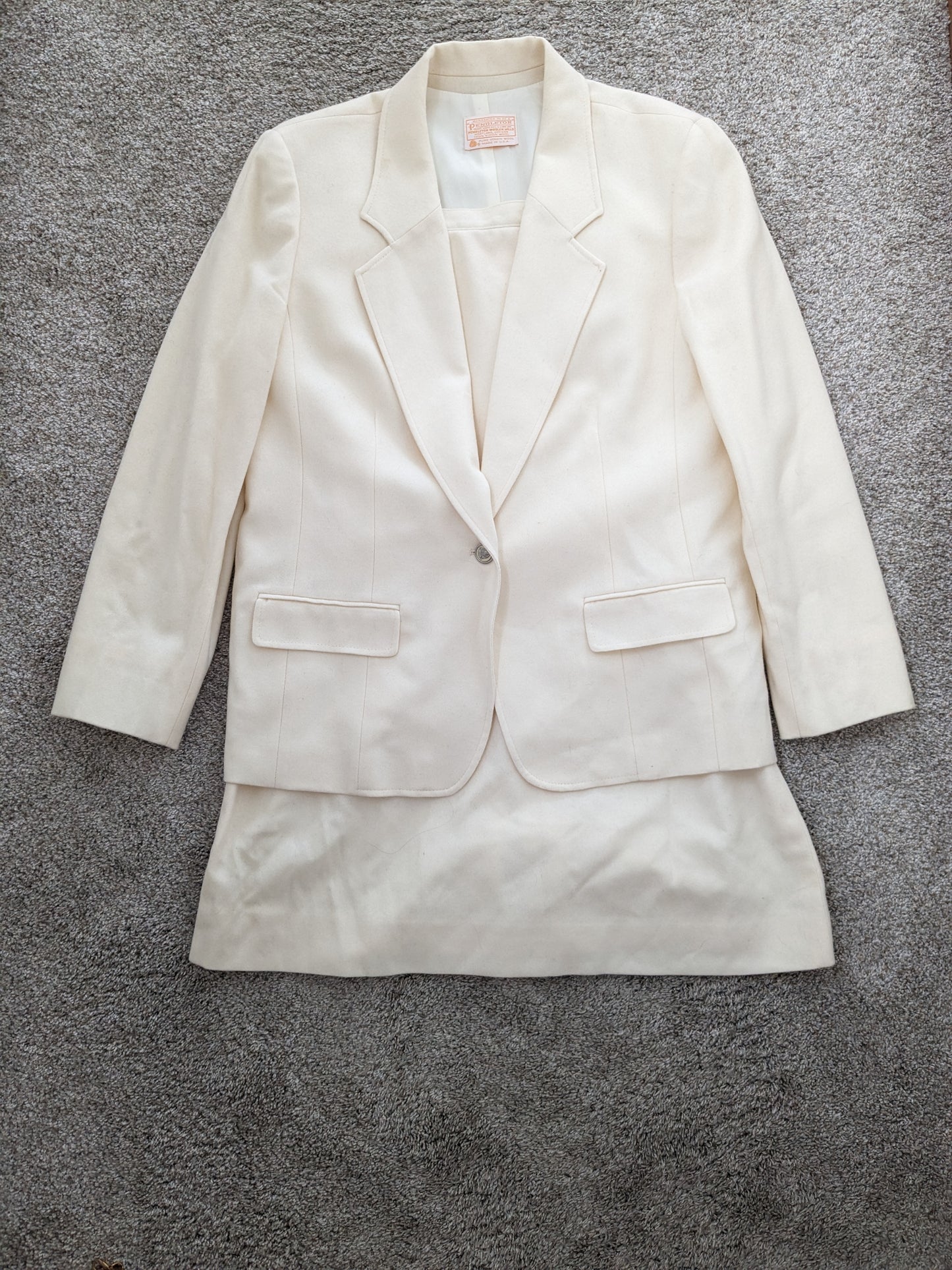 1970s Pendleton cream wool suit Skirt suit Rad Bonnie's Vintage