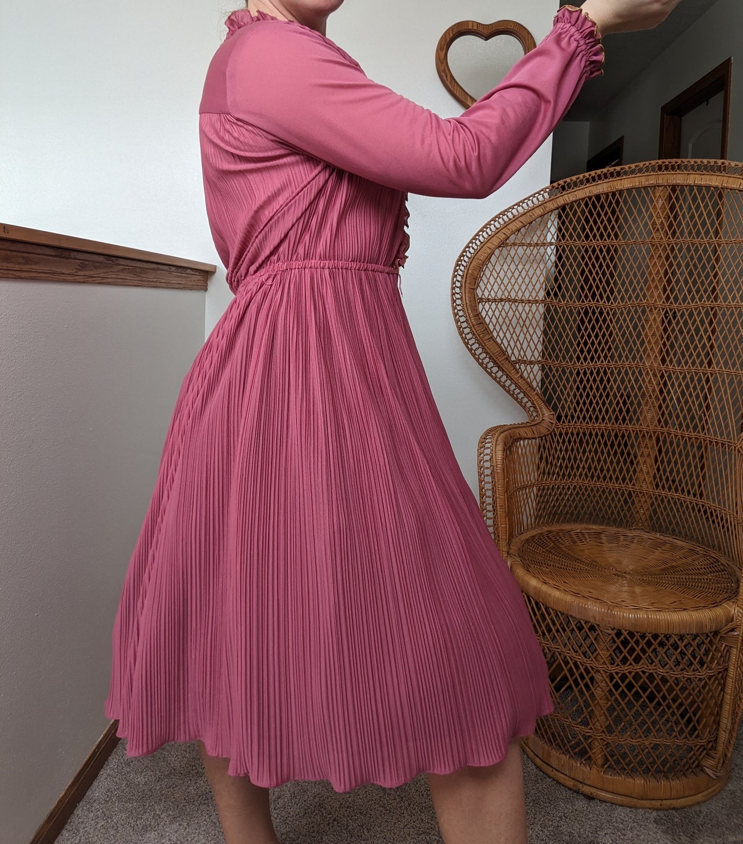 1970s pink pleated dress Dress Rad Bonnie's Vintage