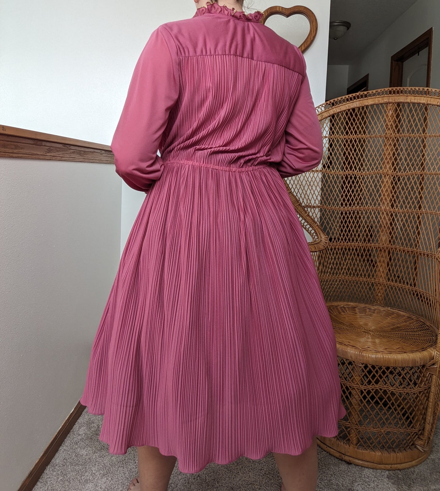 1970s pink pleated dress Dress Rad Bonnie's Vintage