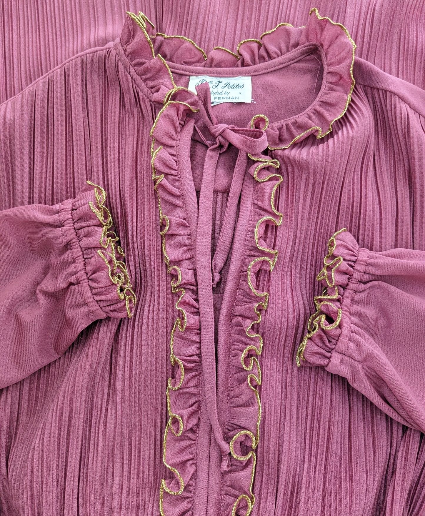 1970s pink pleated dress Dress Rad Bonnie's Vintage