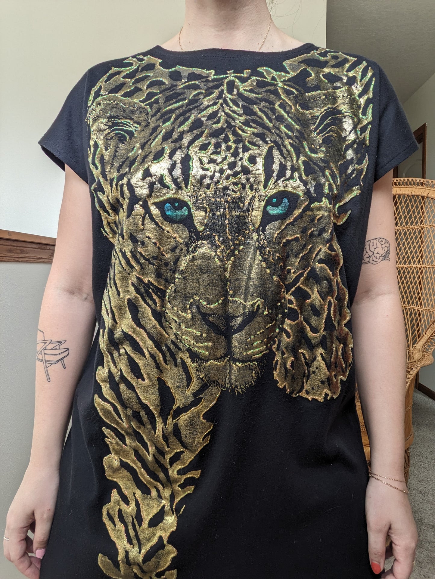 1980s gold leopard tunic