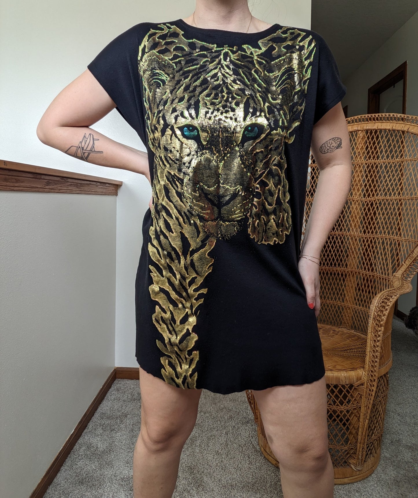 1980s gold leopard tunic