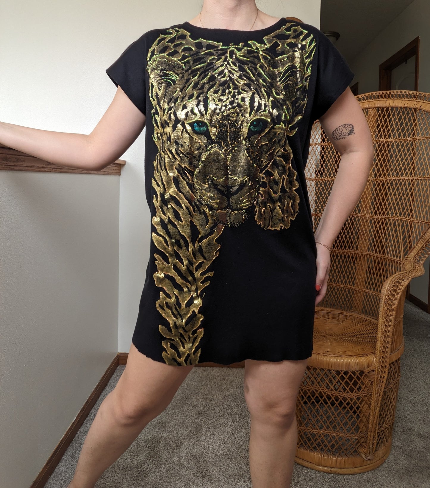 1980s gold leopard tunic
