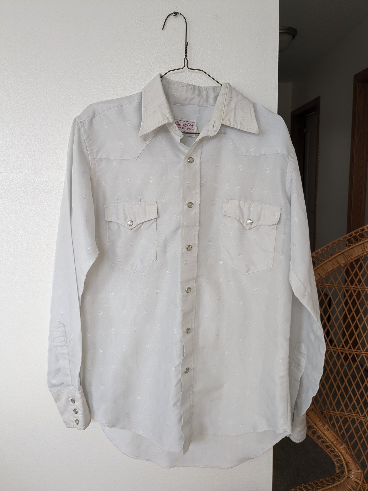 1970s white pearl snap Western Shirt Rad Bonnie's Vintage