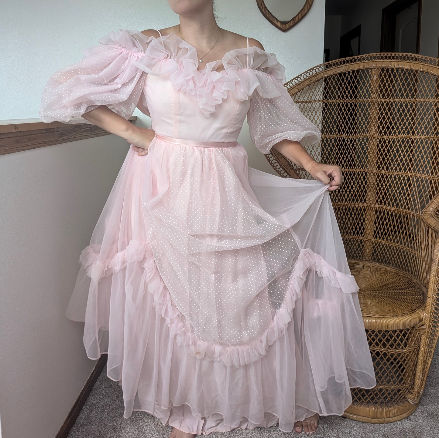1980s dramatic pink gown Dress Rad Bonnie's Vintage