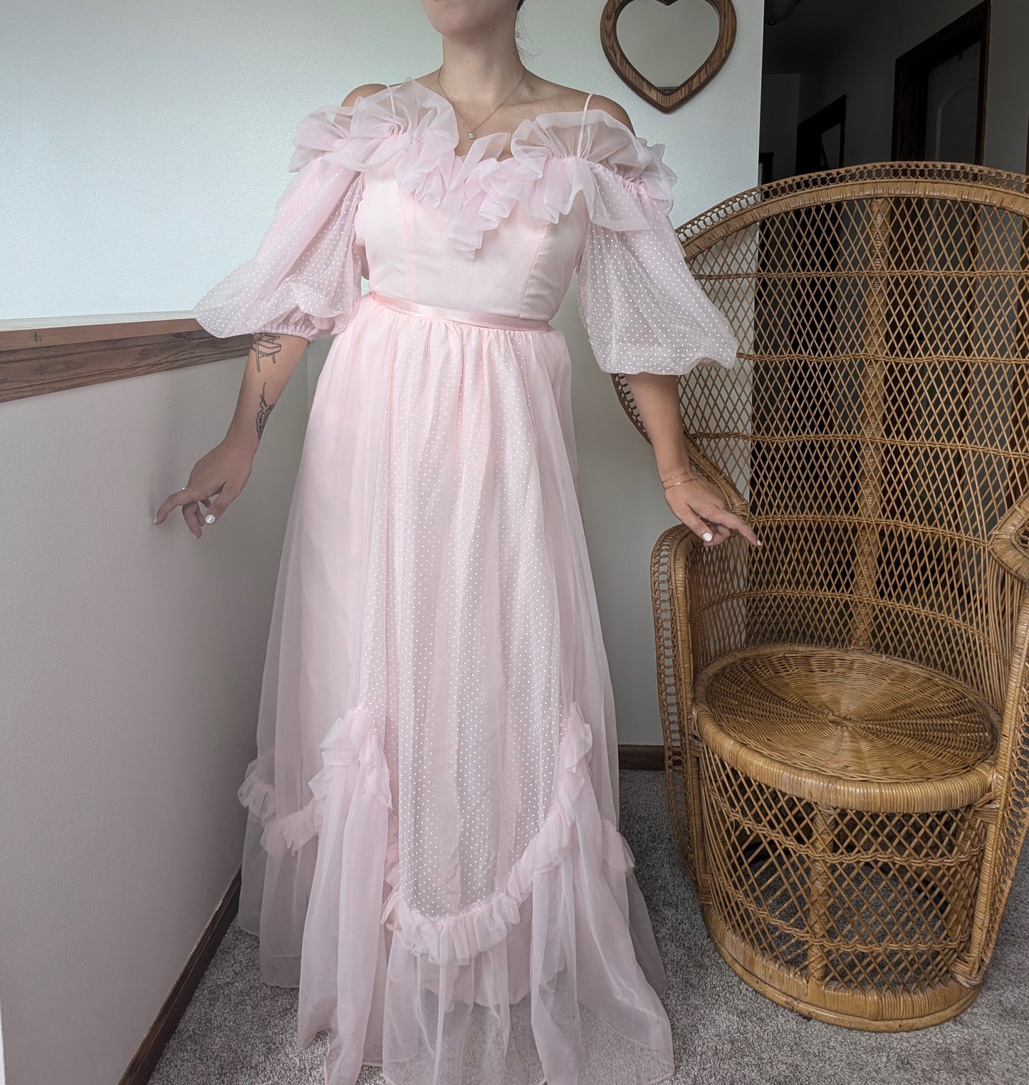 1980s dramatic pink gown Dress Rad Bonnie's Vintage