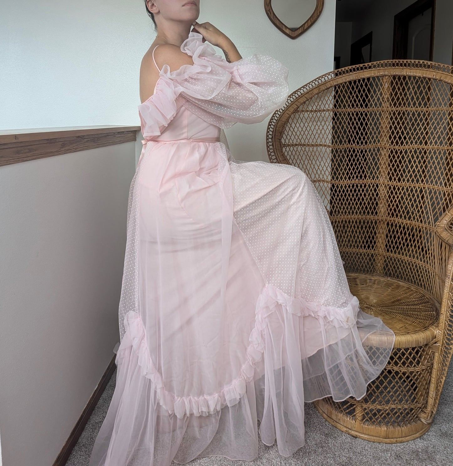 1980s dramatic pink gown Dress Rad Bonnie's Vintage