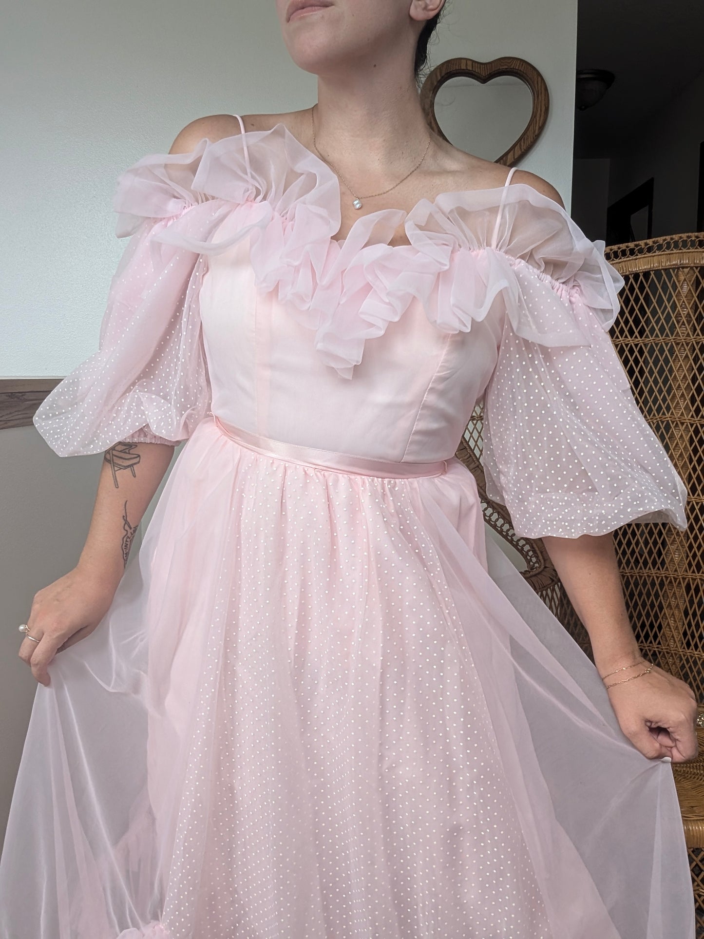 1980s dramatic pink gown Dress Rad Bonnie's Vintage