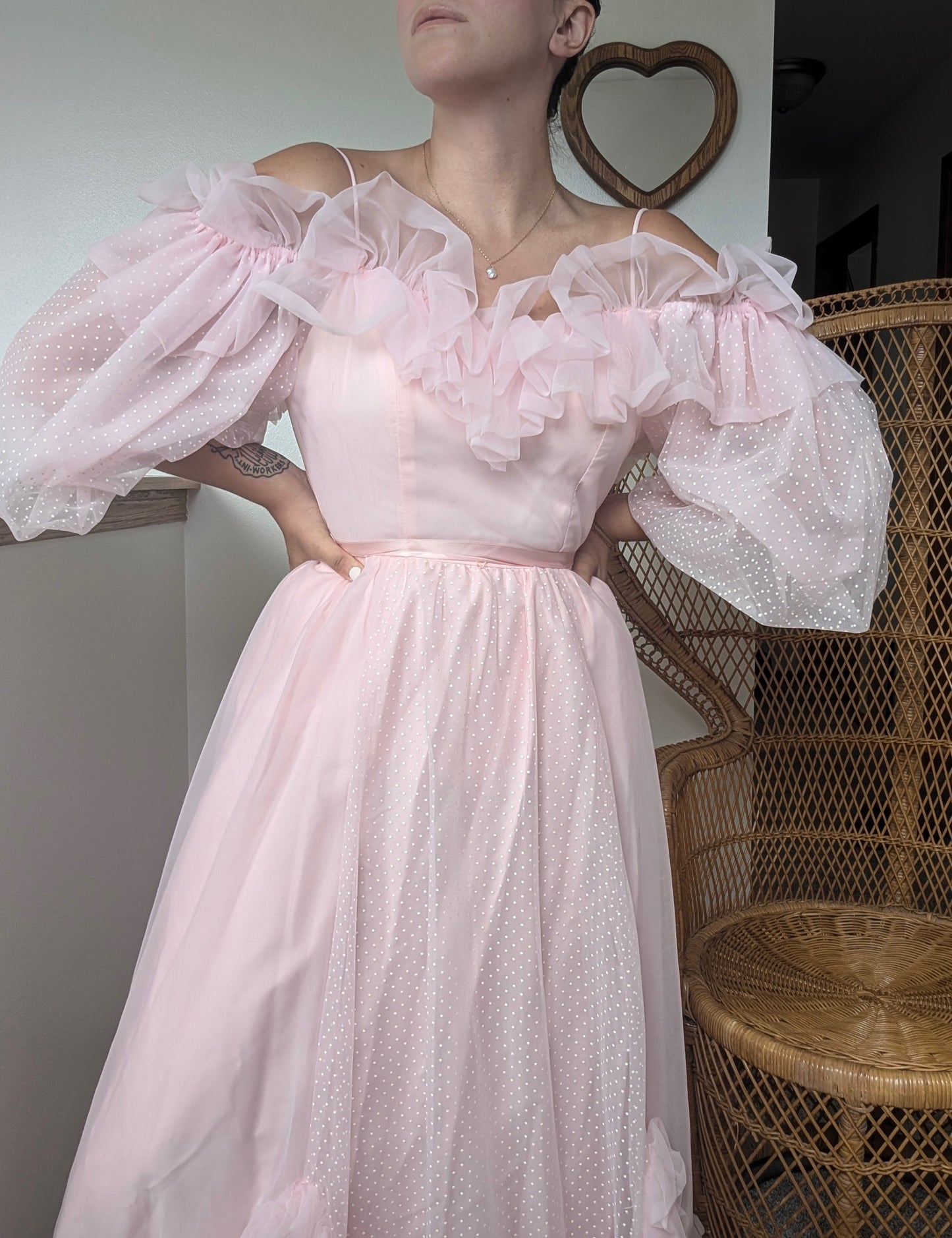 1980s dramatic pink gown Dress Rad Bonnie's Vintage