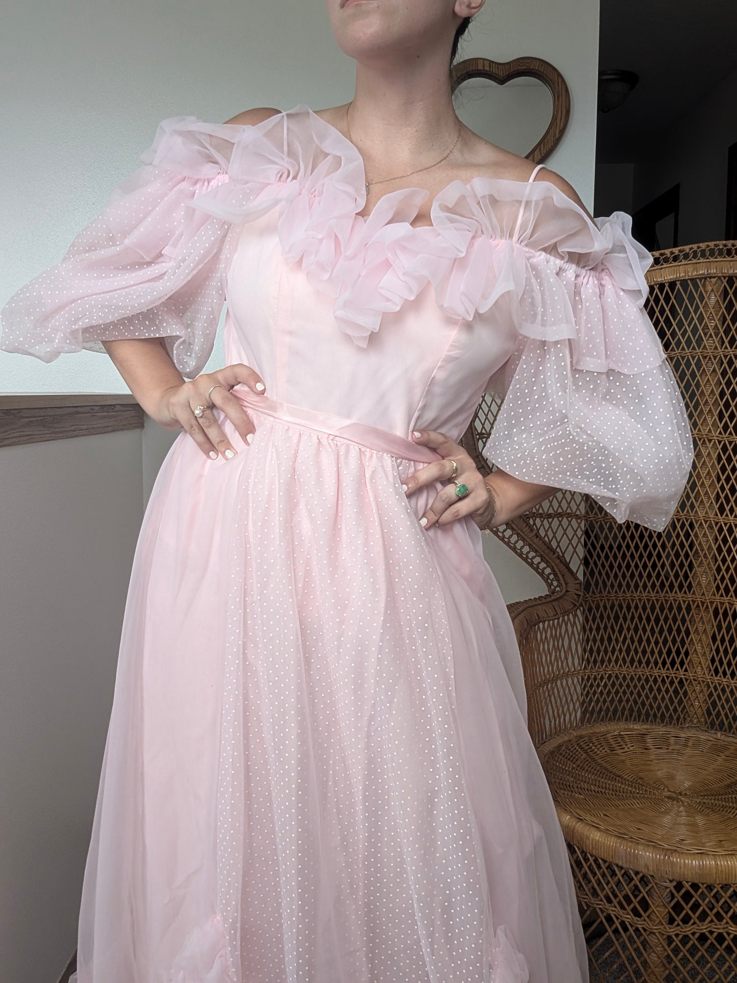 1980s dramatic pink gown Dress Rad Bonnie's Vintage