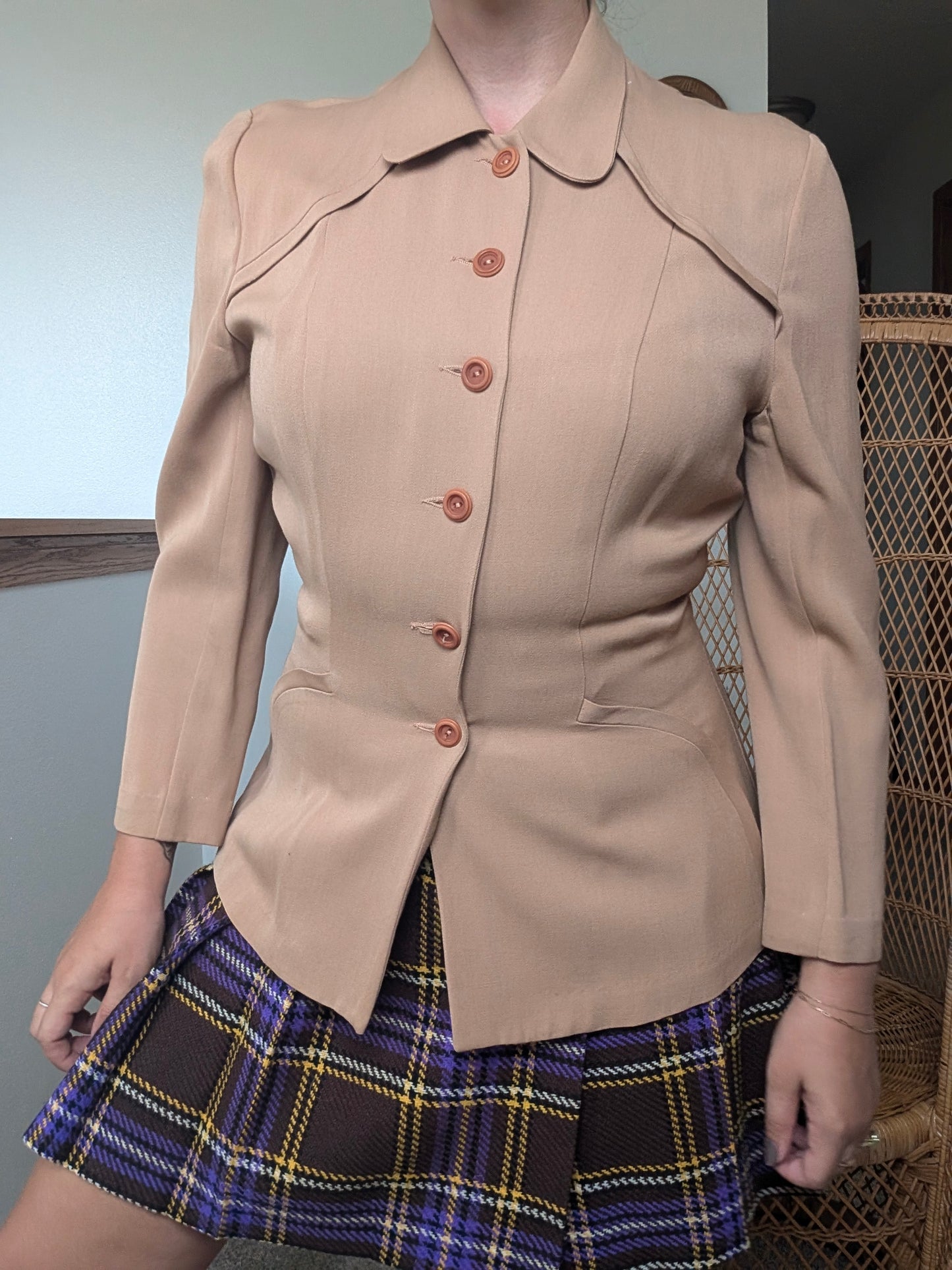 1940s tailored camel blazer Jacket Rad Bonnie's Vintage